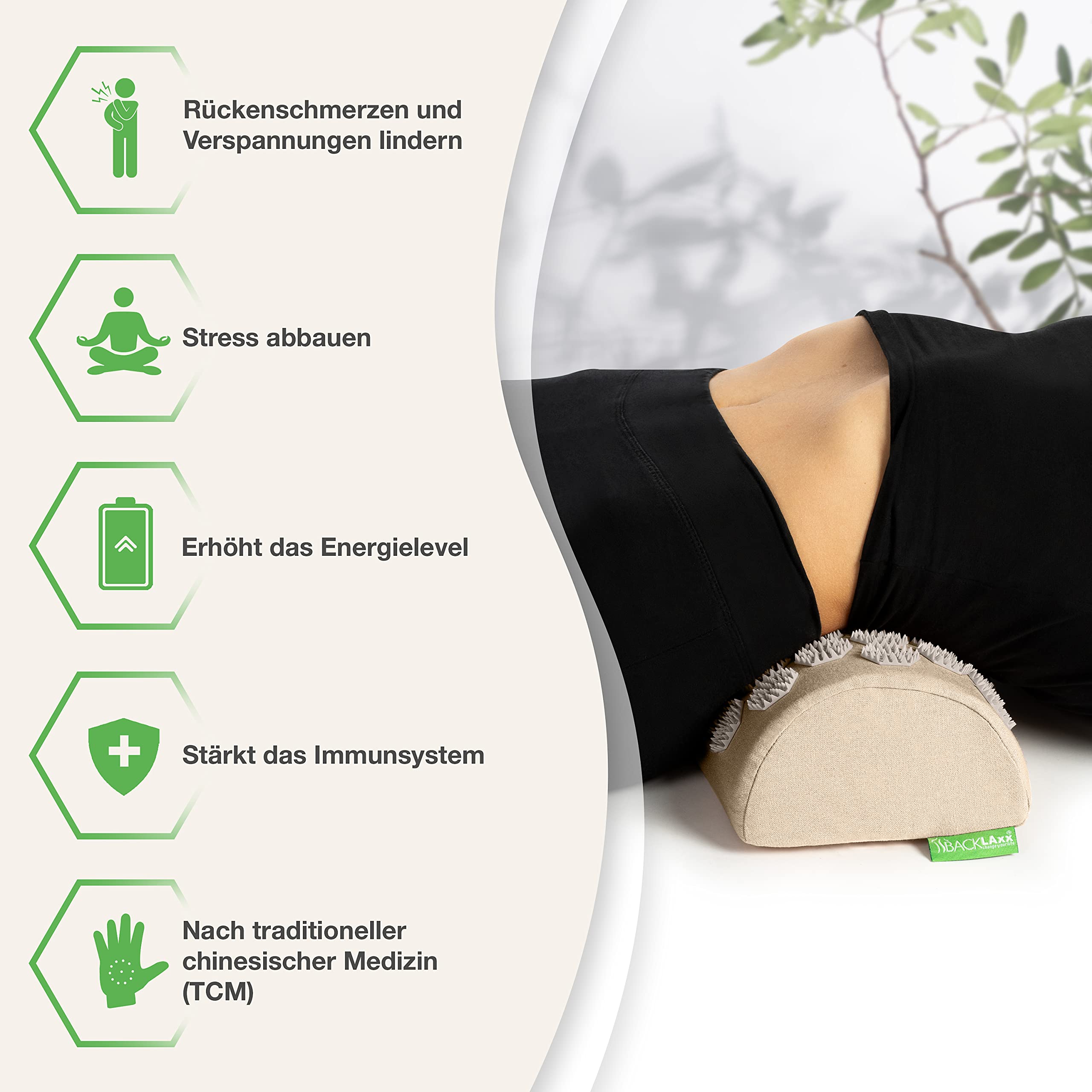 BACKLAXX® Akupressur Nackenrolle mit 2592 Nadeln, Akupressur Kissen Nacken
