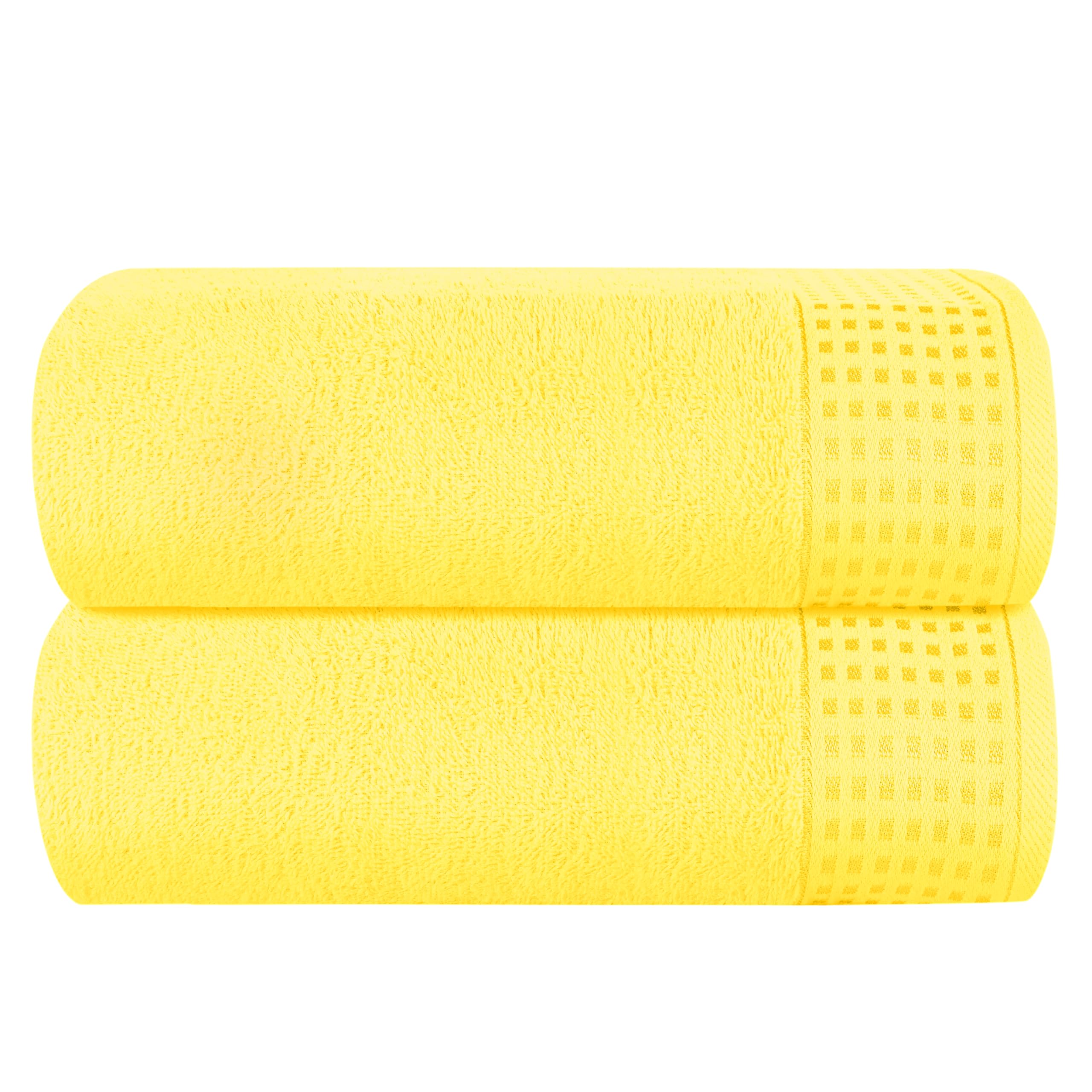 GLAMBURG 100% Cotton Oversized 2 Pack Bath Sheets 35x70, Ultra Soft Highly Absorbant Compact Quickdry &amp; Lightweight Large Bath Sheet Set, Ideal for Gym Travel Camp Pool - Lime Yellow