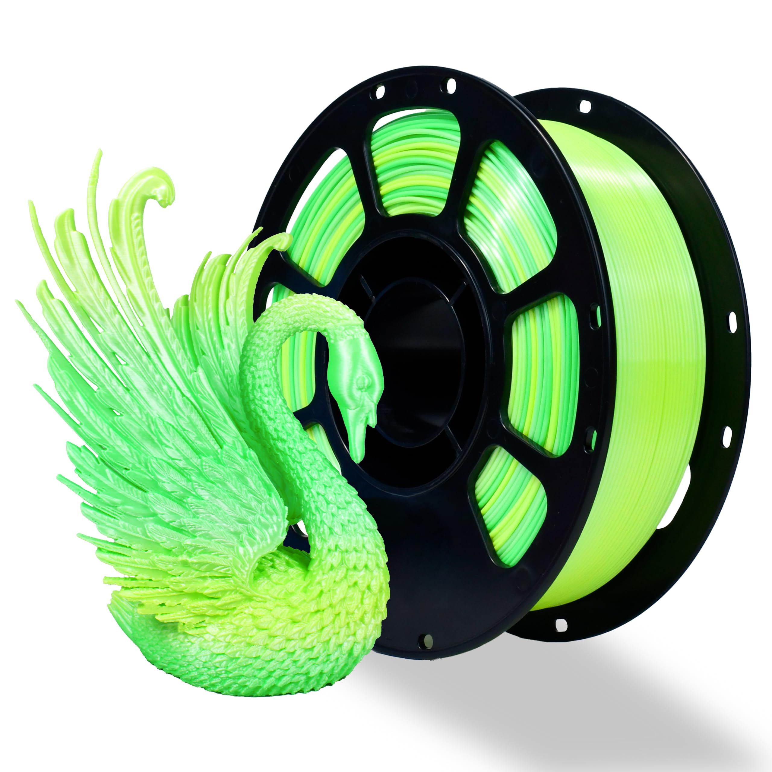 iBOSS Silk PLA+ Gradient 3D Printing Filament, 1KG Spool 1.75mm Silk Shiny Yellow Green Gradient Printer Filament 2.2lb, Neatly Wound 3D Printing Filament Compatible with FDM 3D Printers