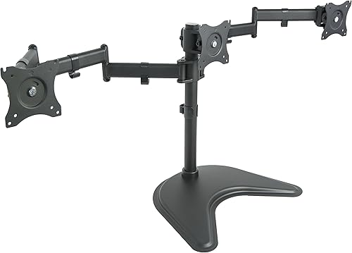 VIVO Soporte para monitor triple totalmente ajustable para 3 pantallas LCD de hasta 24 pulgadas STAND-V003P
