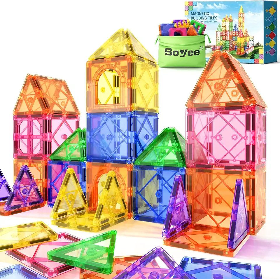 Magnetic Tiles Toddler Toys Magnetic Building Blocks for Kids Ages 3-12 STEM Educational Toys for Girls & Boys Sensory Play for Preschool Learning