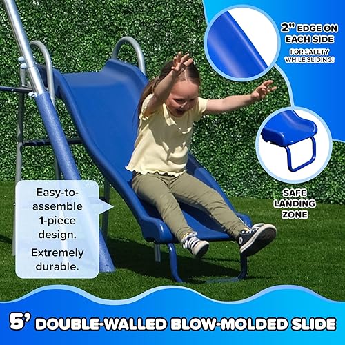 Miniatura 4 de Sportspower Juego de columpio de metal galvanizado 'Swing and Play' (6 años de garantía): 2 columpios+de pie, 2 deslizadores romanos para