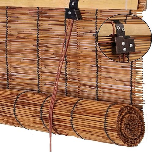 Miniatura 2 de Persianas enrollables para exteriores, enrollables de bambú, cortinas enrollables romanas, cortinas de caña con elevador, protección solar, persiana