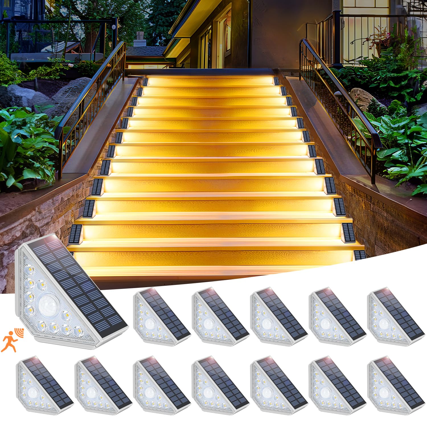 Photo 1 of Kondras Solar Step Lights, 12-Pack, Warm White