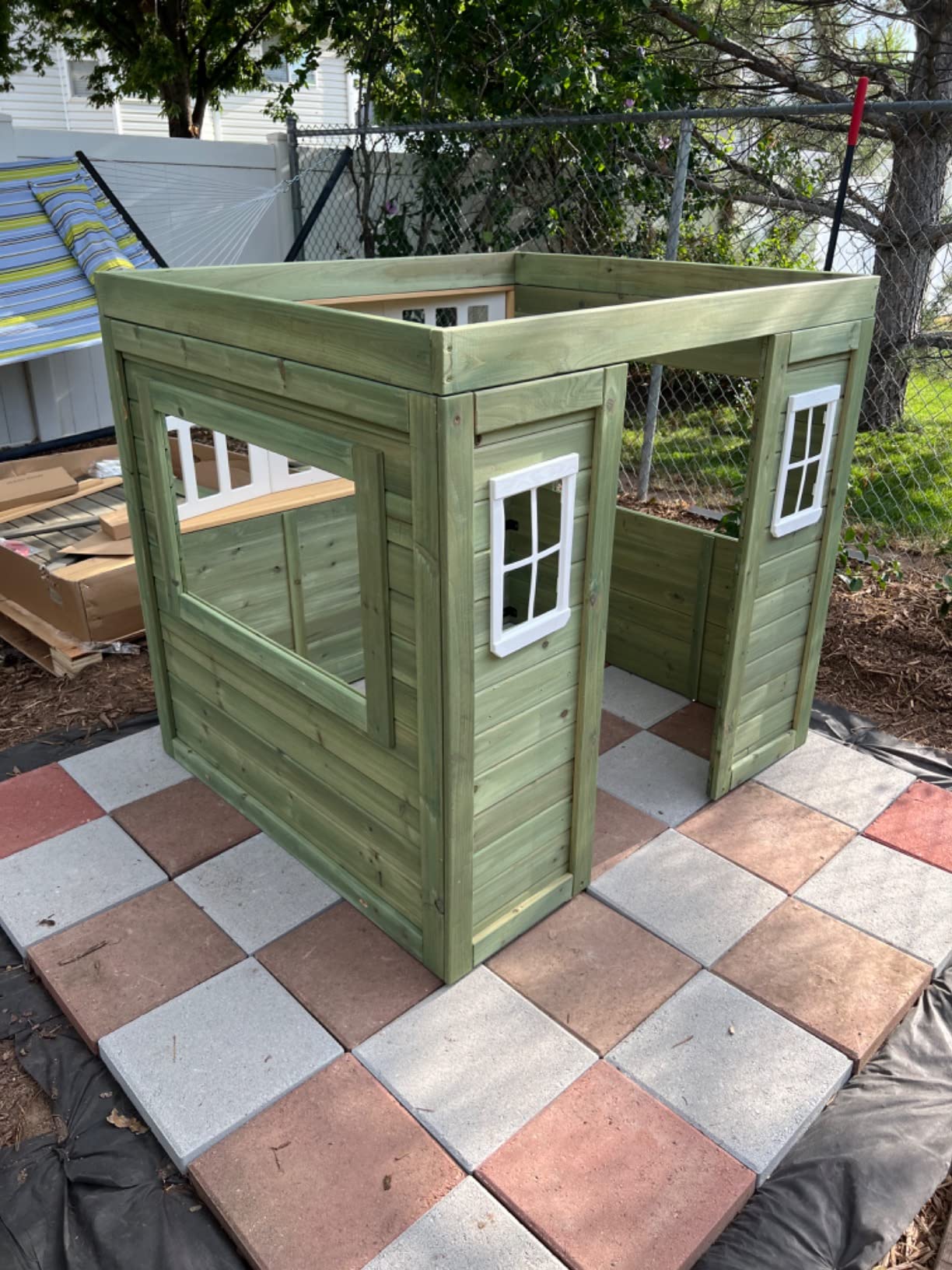 49/mo Finance Backyard Discovery Victorian Inn All Cedar Outdoor Wooden Playhouse, Perfect