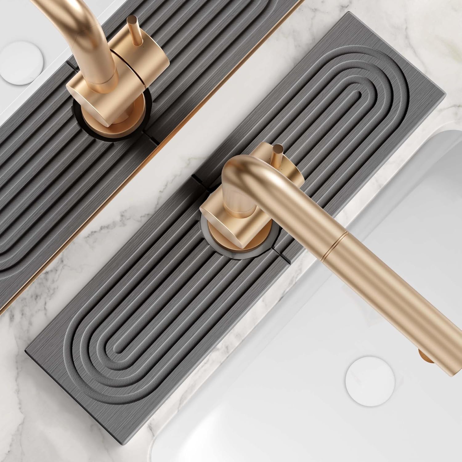 Diatomite Kitchen Faucet Mat - 14Inch Water Absorbing Stone Tray for Sink, Stone Fast-Drying Faucet Mat for Kitchen Counter Sink Accessories (Dark Grey, 14'' x 3.9'') Dark Gray 14" x 3.9"