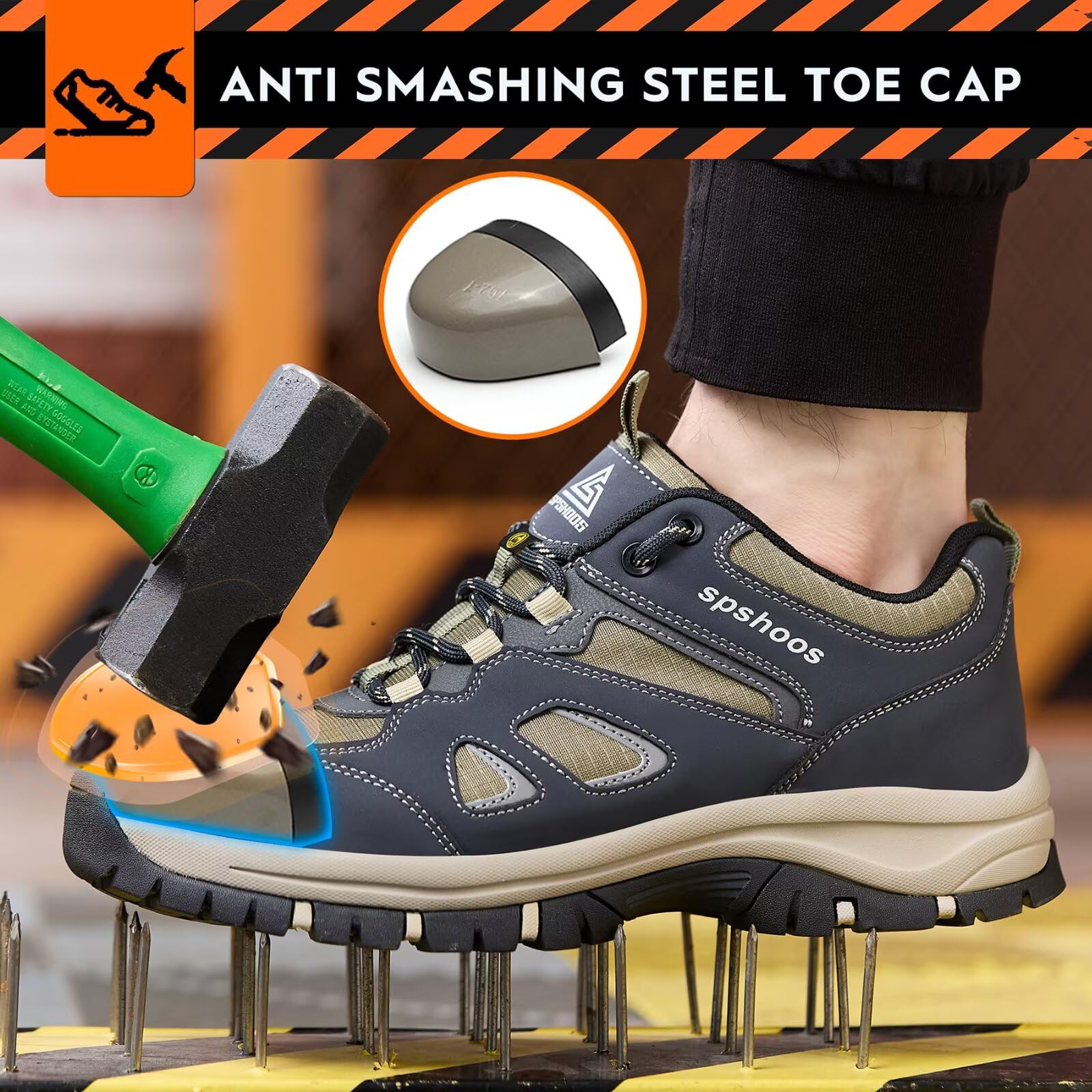 Scarpe Antinfortunistiche Uomo Donna S1P Scarpe da Lavoro ESD Leggere Antiscivolo con Punta in Acciaio Traspiranti Comode