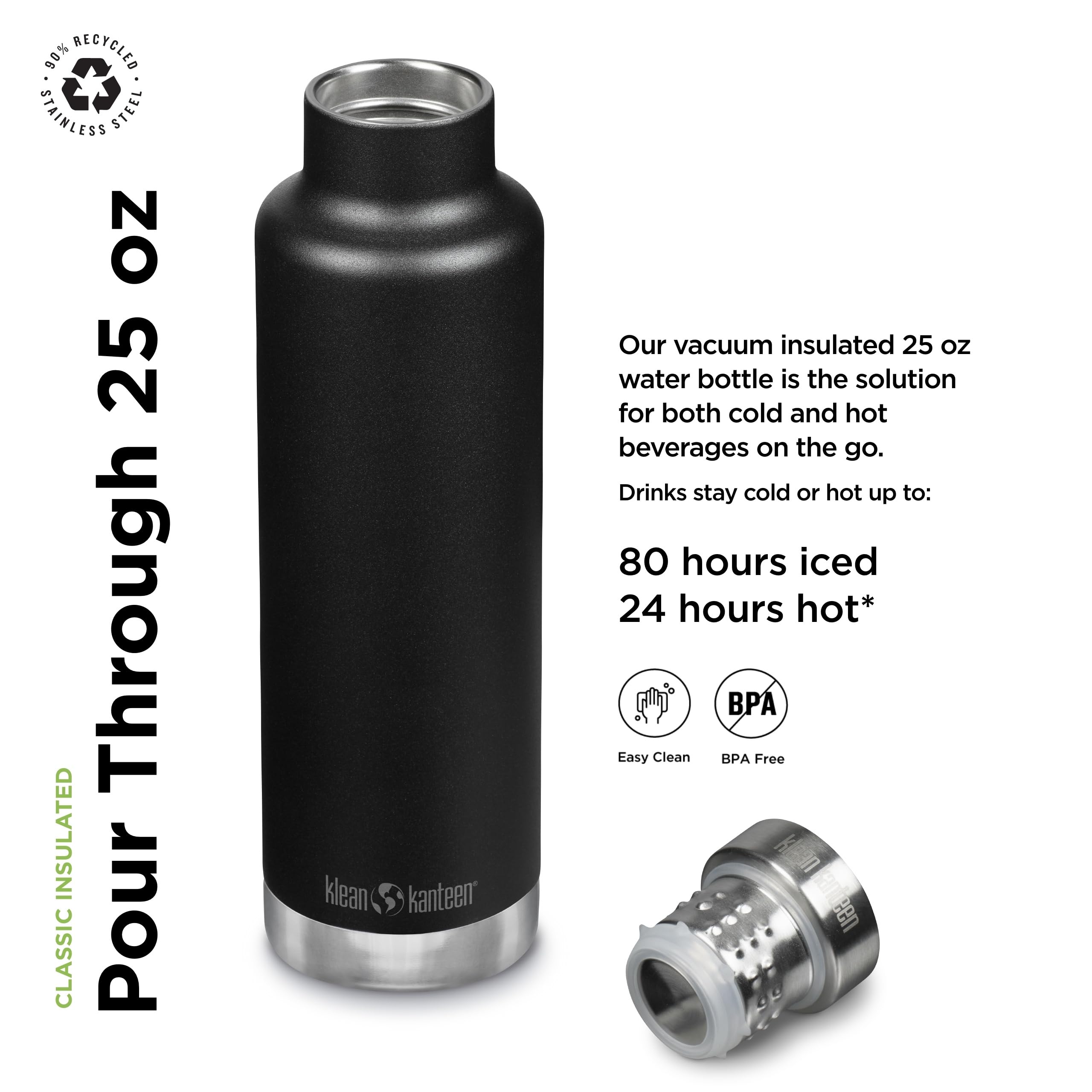 Amazon.com: Klean Kanteen Insulated Pour Through - 25 oz - Black