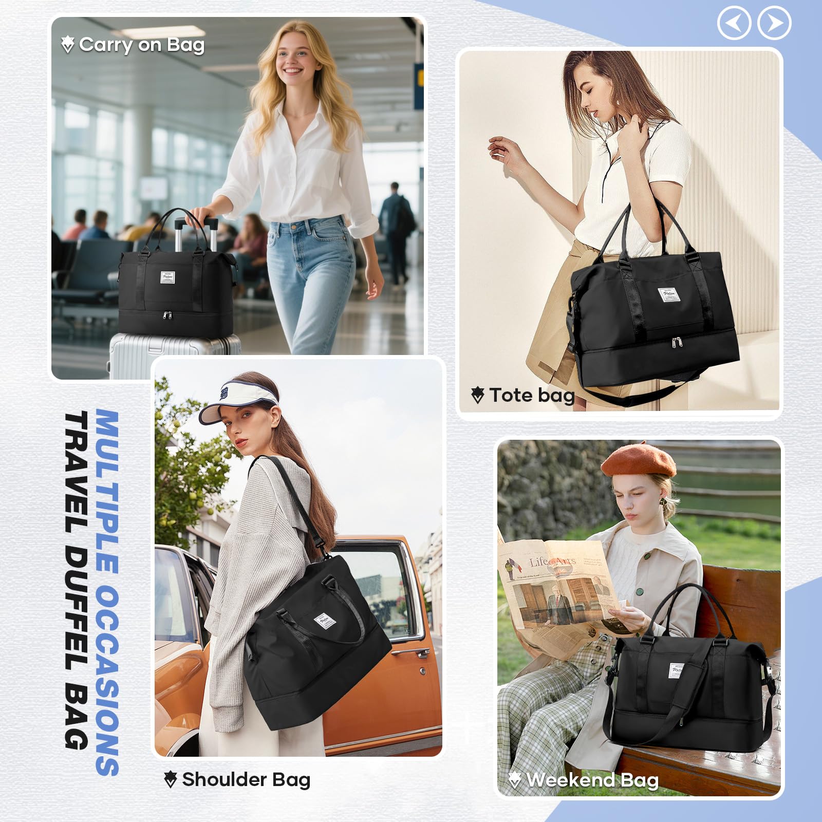 SEAFEW Cabin Bag 40x30x20 for New Ryanair/Wizz Travel Hand Luggage for Easyjet Airplane Underseat 45X36X20 Carry on Weekend Overnight Bag Sport Gym Tote Mum Hospital Bags for Women Men with Shoe Pouch