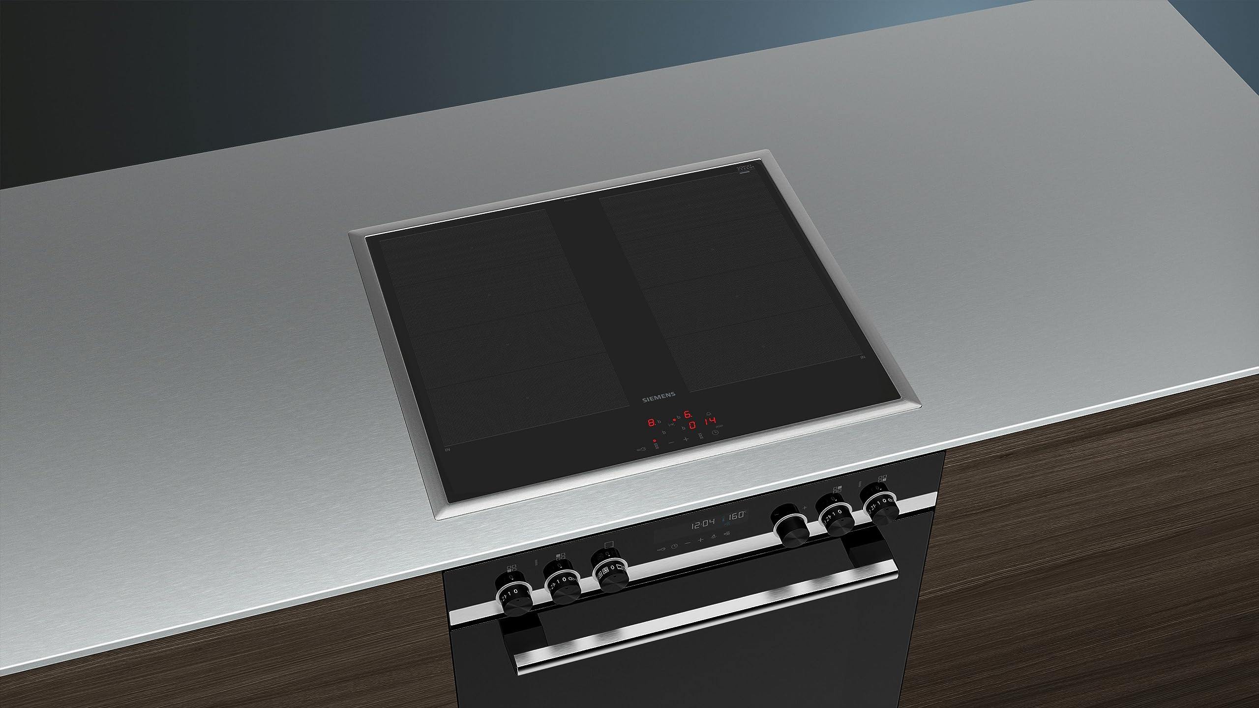 Siemens PQ521VA2ZM Einbauherd-Set 60 x 60 cm 3D Heißluft Pizzastufe Hydrolyse Induktionskochfeld powerBoost Edelstahl