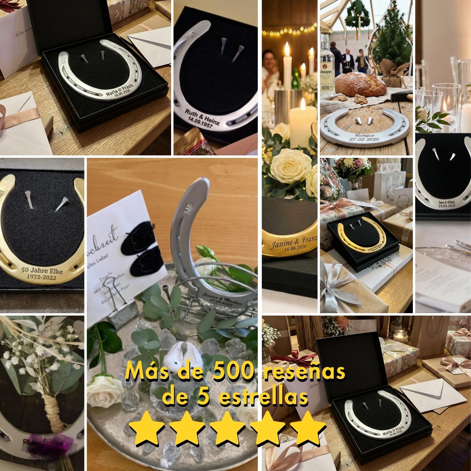 Dttra Herradura con grabado personalizado de hierro pesado, herradura original de caballo, lacada en plata, herradura de la suerte personalizada para boda o regalo de inauguración