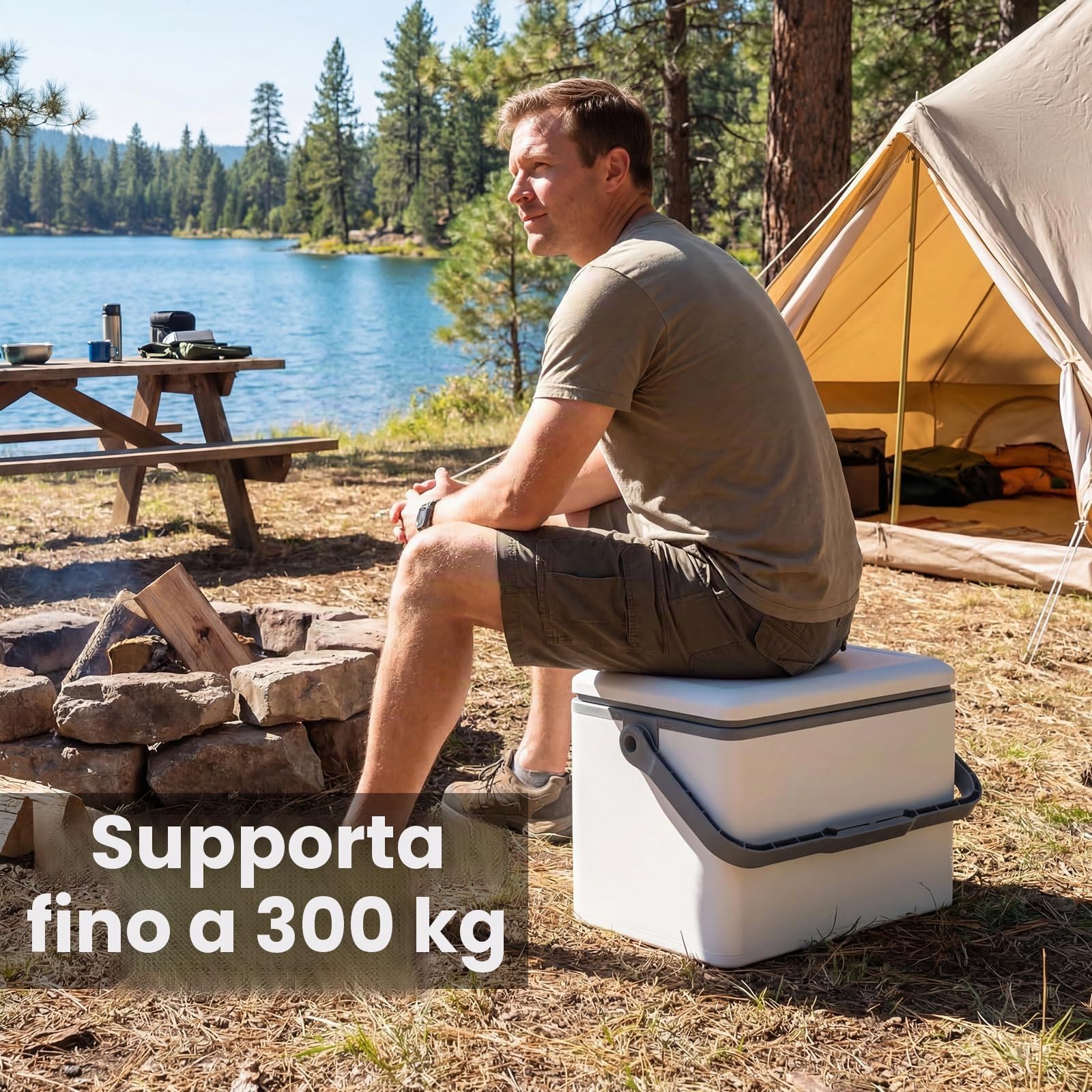 LIFEZEAL Frigorifero portatile rigido, 12 l, scatola termica isolata stampata ad iniezione con impugnatura comoda, frigorifero portatile anti-perdite, per campeggio, pesca, code di auto