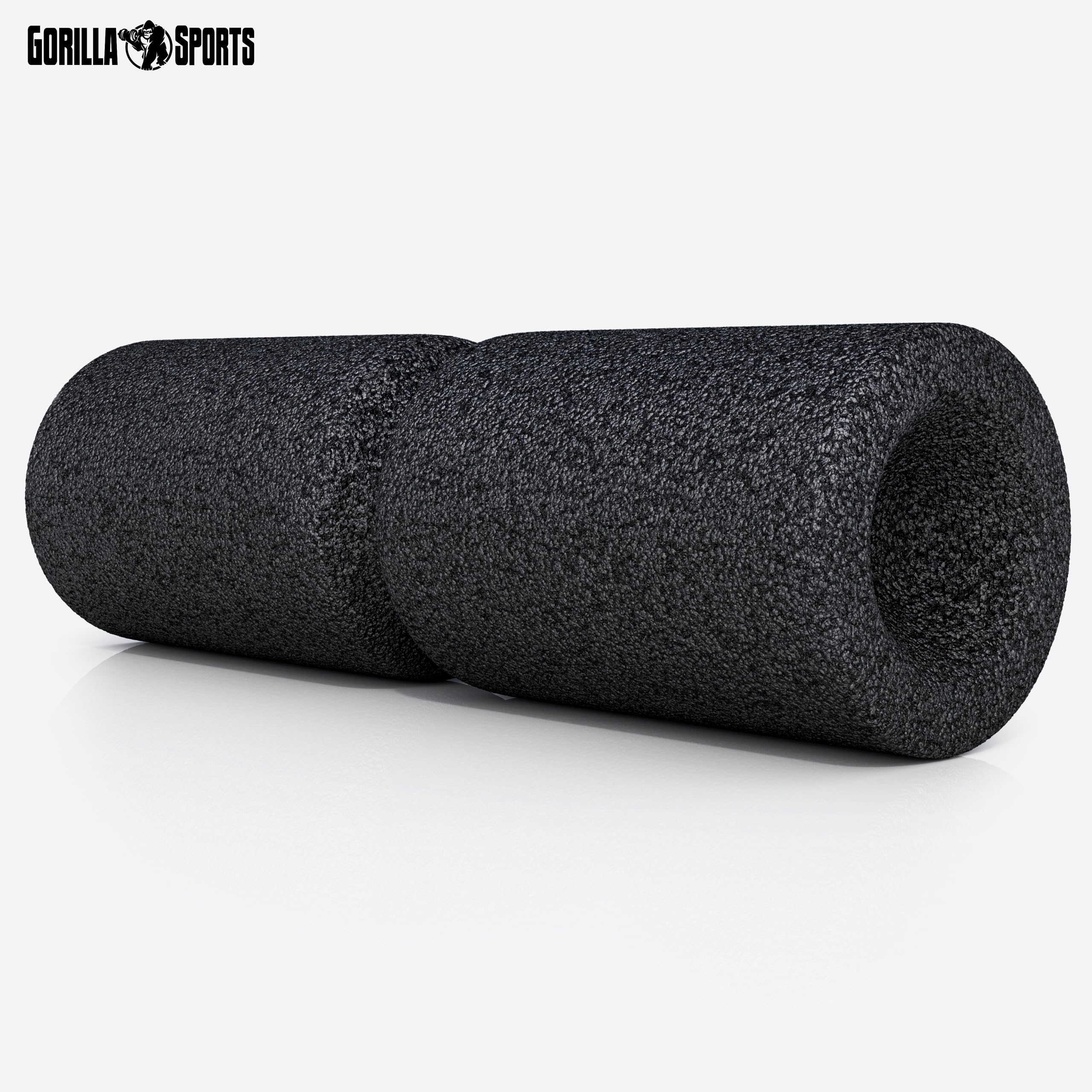 GORILLA SPORTS® Faszienrolle - mit Umlaufrille, 38 cm, Hochdichter Schaumstoff, Schwarz - Foam Roller, Massagerolle, Schaumstoffrolle für Rücken, Beine, Wirbelsäule, Tiefengewebe, Massage, Yoga