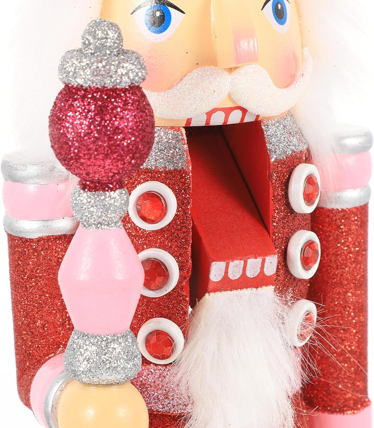 VICASKY Christmas Nutcracker Soldier Figurine Wooden Traditional Nutcracker Decor Red Desktop Ornament Holiday Display