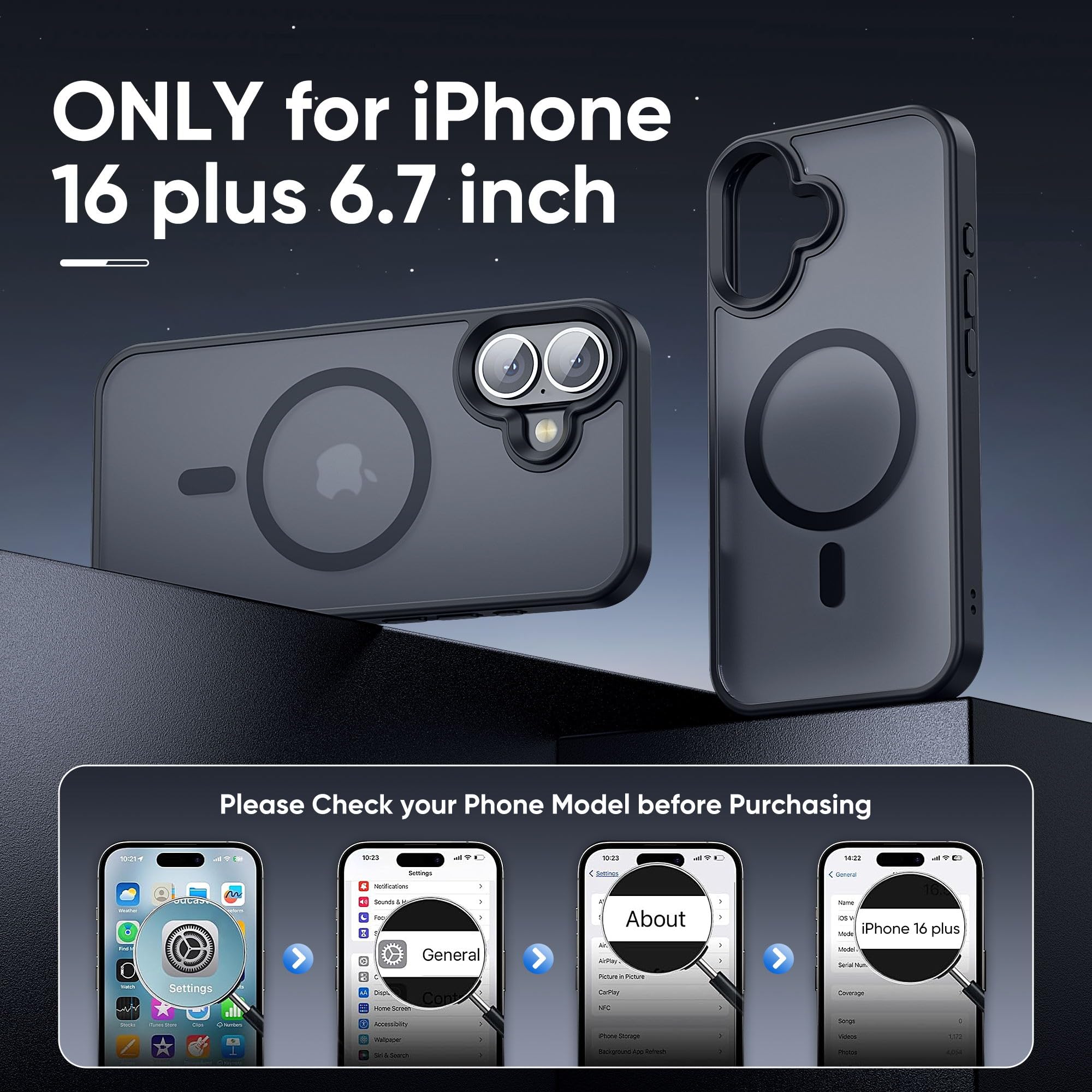 Amazon.com: Tigowos Magnetic for iPhone 16 Plus Case Fits MagSafe