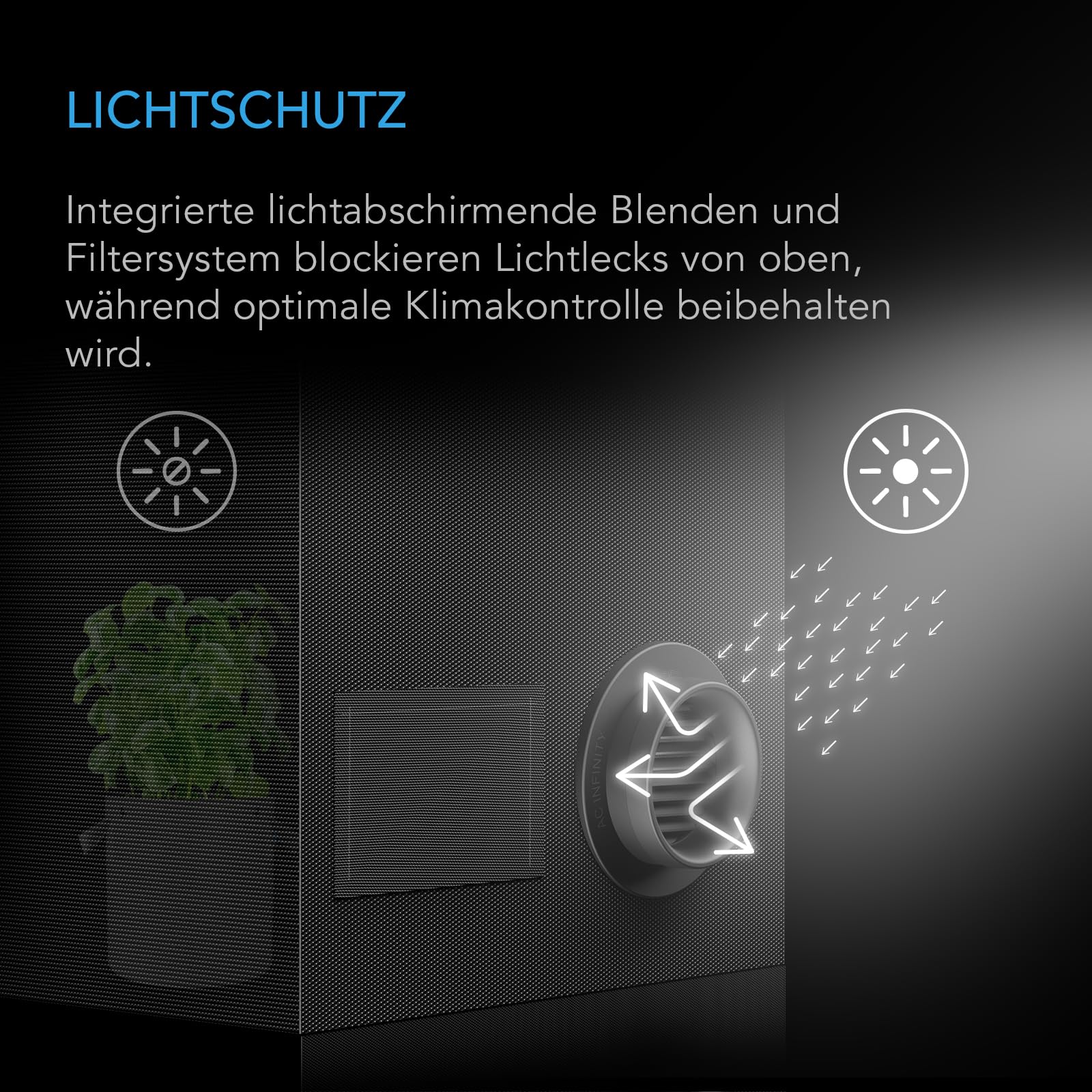 AC Infinity Grow-Zelt-Luftkanal-Belüfter 2er-Pack Lichtblockierende Twist-On-Luftauslässe mit integriertem Adapter Insekten & Staubfilter Hoher Luftstrom Passt auf Standard-150 mm-Luftkanal-Anschlüsse
