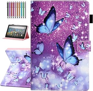 All-New Amazon Fire HD 8 & 8 Plus Case (12th/10th Generation, 2022/2020 Release), Not Suitable for 7th/8th/9th Fire 8, Premium PU Leather Stand Cover with Smart Auto Wake/Sleep, Butterfly