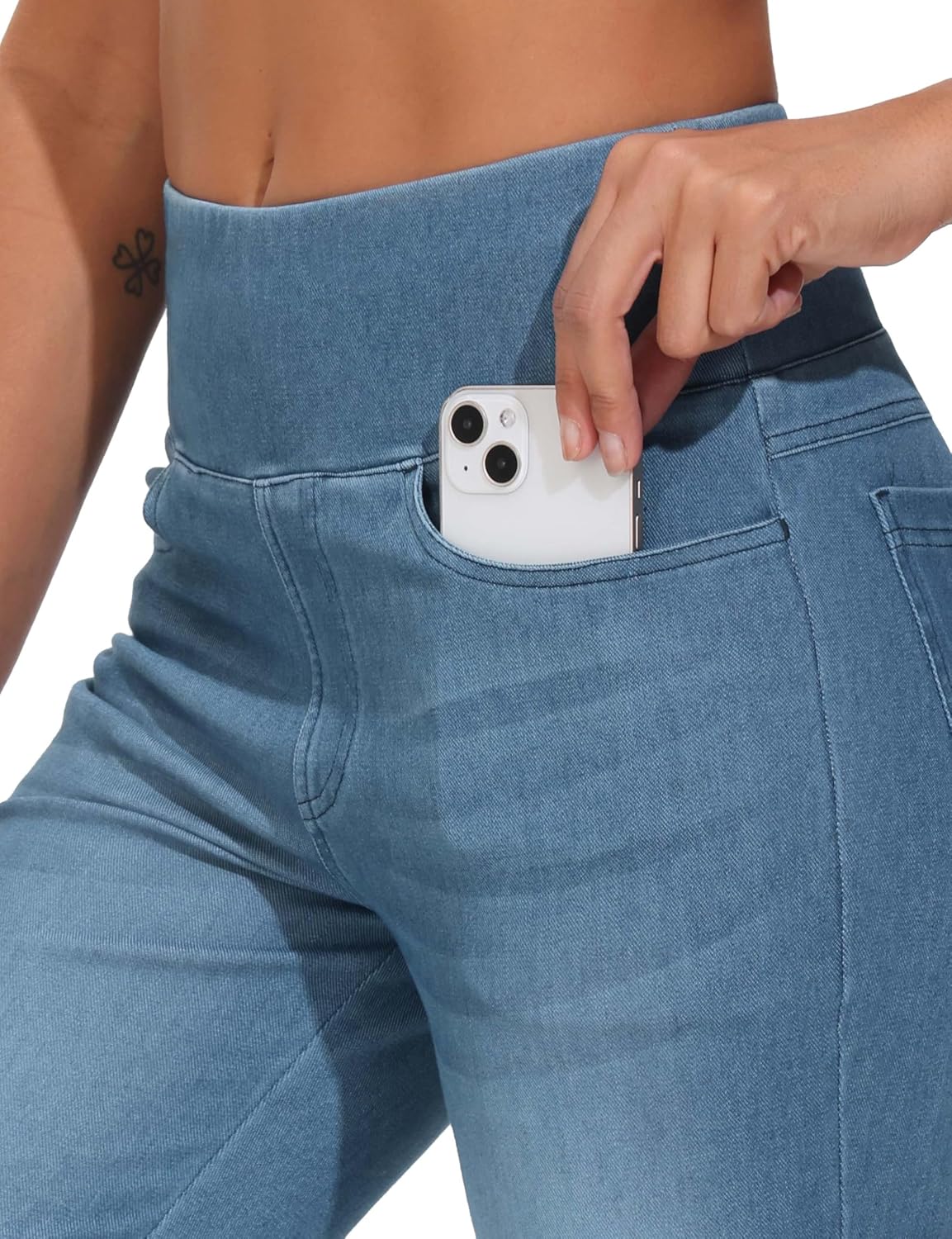 THE GYM PEOPLE Women's Tummy Control Bell Bottom Jeans High Waisted Wide Leg Flare Pants Jeggings with Pockets - Image 3