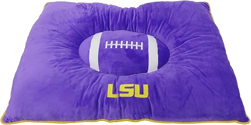 Pets First Cama para mascotas de la NCAA, cama de almohada de felpa suave y acogedora de LSU Tigers. Cama deportiva para perros. Cama de colchón