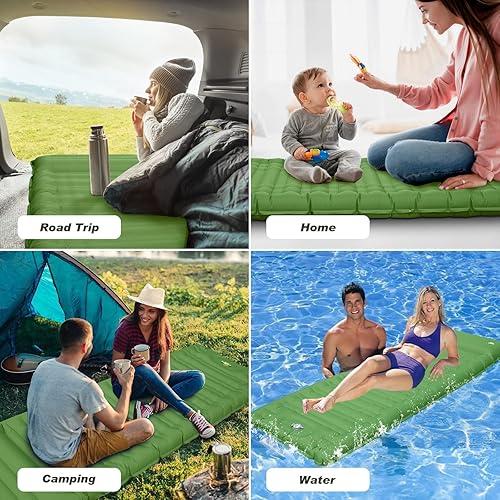 Miniatura 8 de Colchoneta de dormir para camping, extra grueso, 4.7 pulgadas, colchoneta inflable ultraligera e impermeable con colchón de aire integrado para