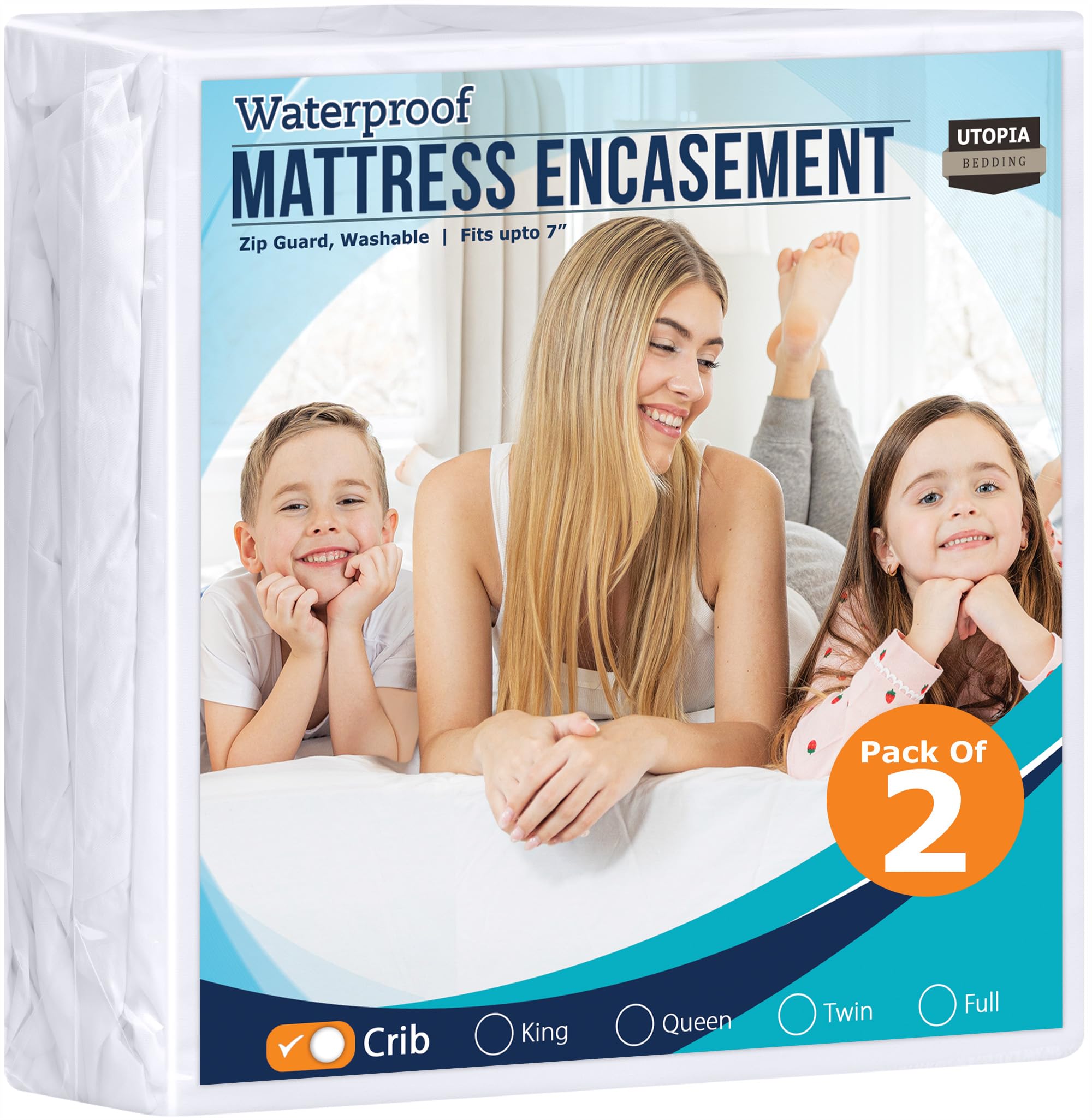 Utopia Bedding Zippered Mattress Encasement Crib Size (Pack of 2), 100% Waterproof, Dust Mite and Bed Bug Proof Mattress Protector, Absorbent 6-Sided Mattress Cover