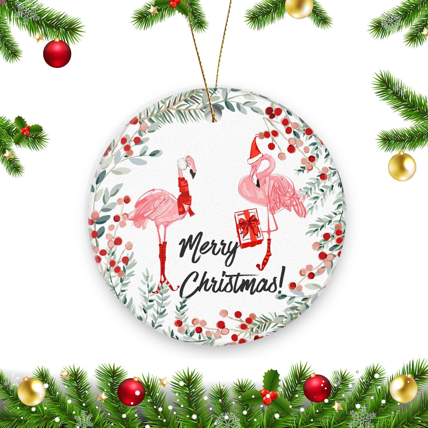 Christmas Ornaments，Ceramic Xmas Hanging Ornaments, Double