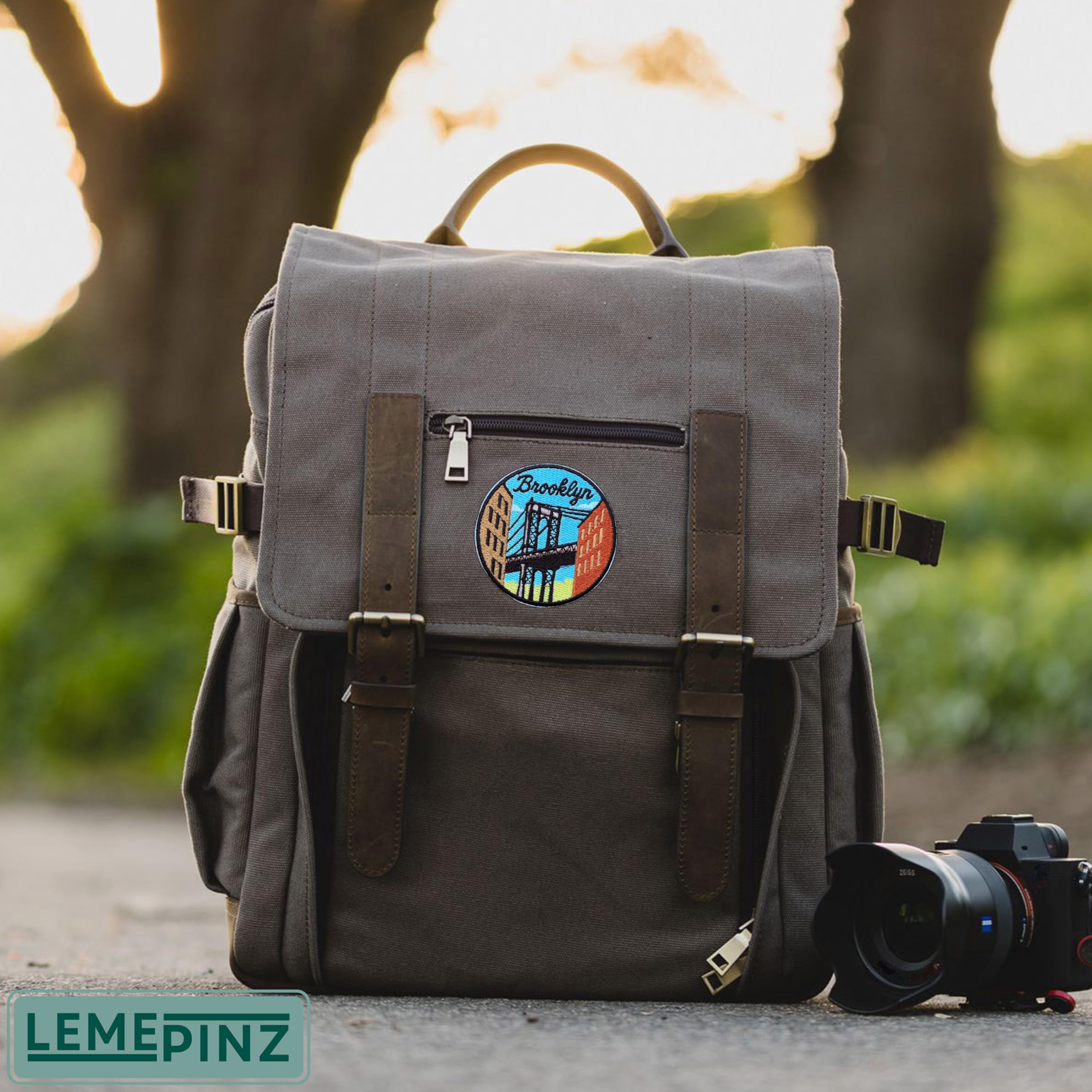 LEMEPINZ Brooklyn New York City 3 Inches Embroidery Patch, Iron On/Sew On Travel Embroidered Applique Patch, Travel Patches, Fabric Patches for Clothes Backpacks Hats, Traveling DIY Accessories Gifts : Arts, Crafts