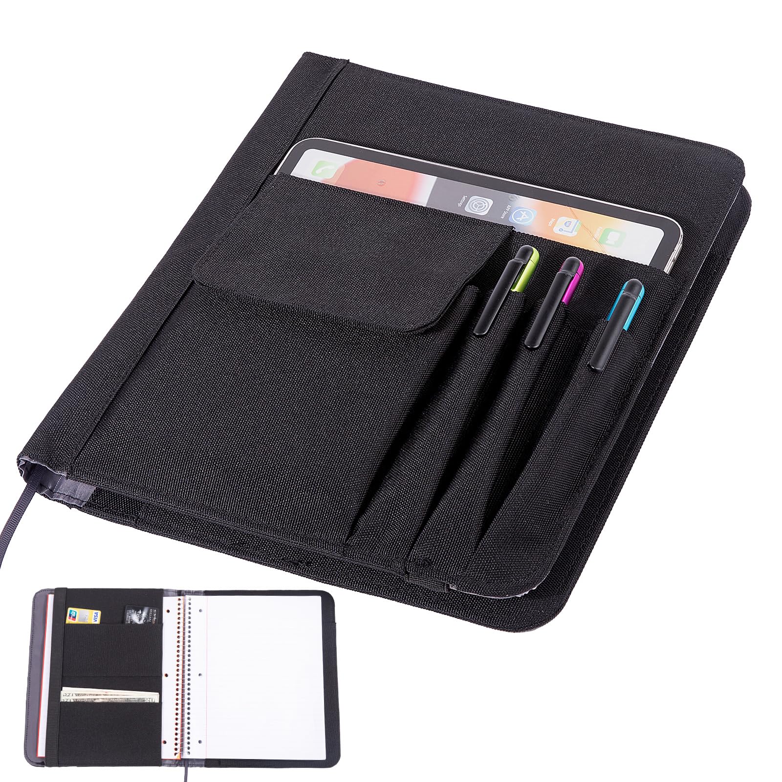 Journal Notebook Cover for Work, Journaling Notebooks Protector - Portfolio Organizer Compatible with Rocketbook Fusion, with Pen loop, Business Card Holder, File Pocket for accessories