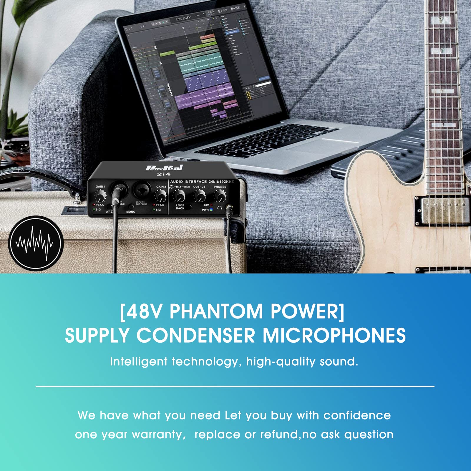 Buy penypeal USB Audio Interface for PC 2in 4out with XLR Mic