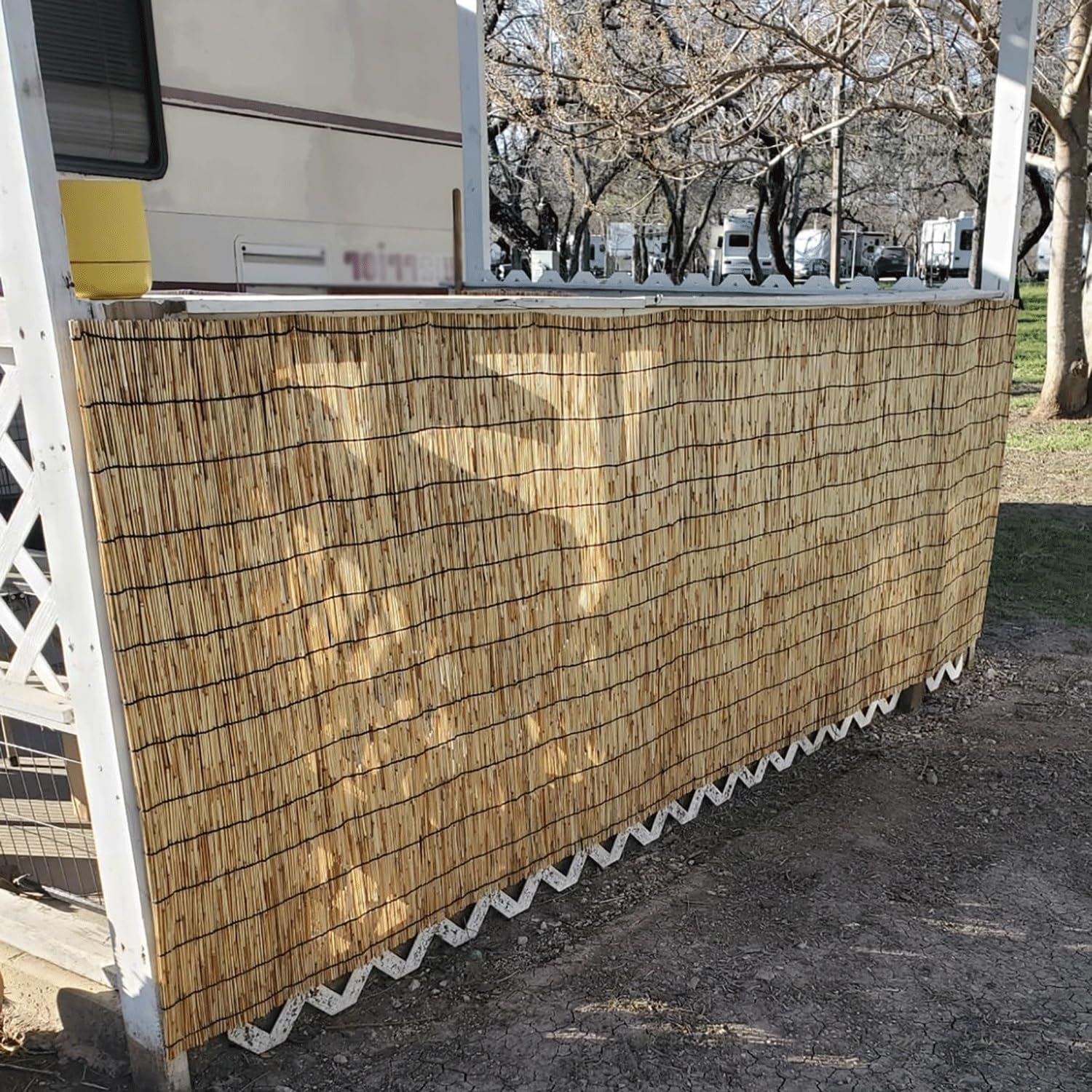 Bambusowe ogrodzenie chroniące prywatność, bambusowa dekoracja ogrodowa, panele ogrodzeniowe, 80 x 400 cm, ochrona balkonu i patio, dekoracyjna osłona ścienna