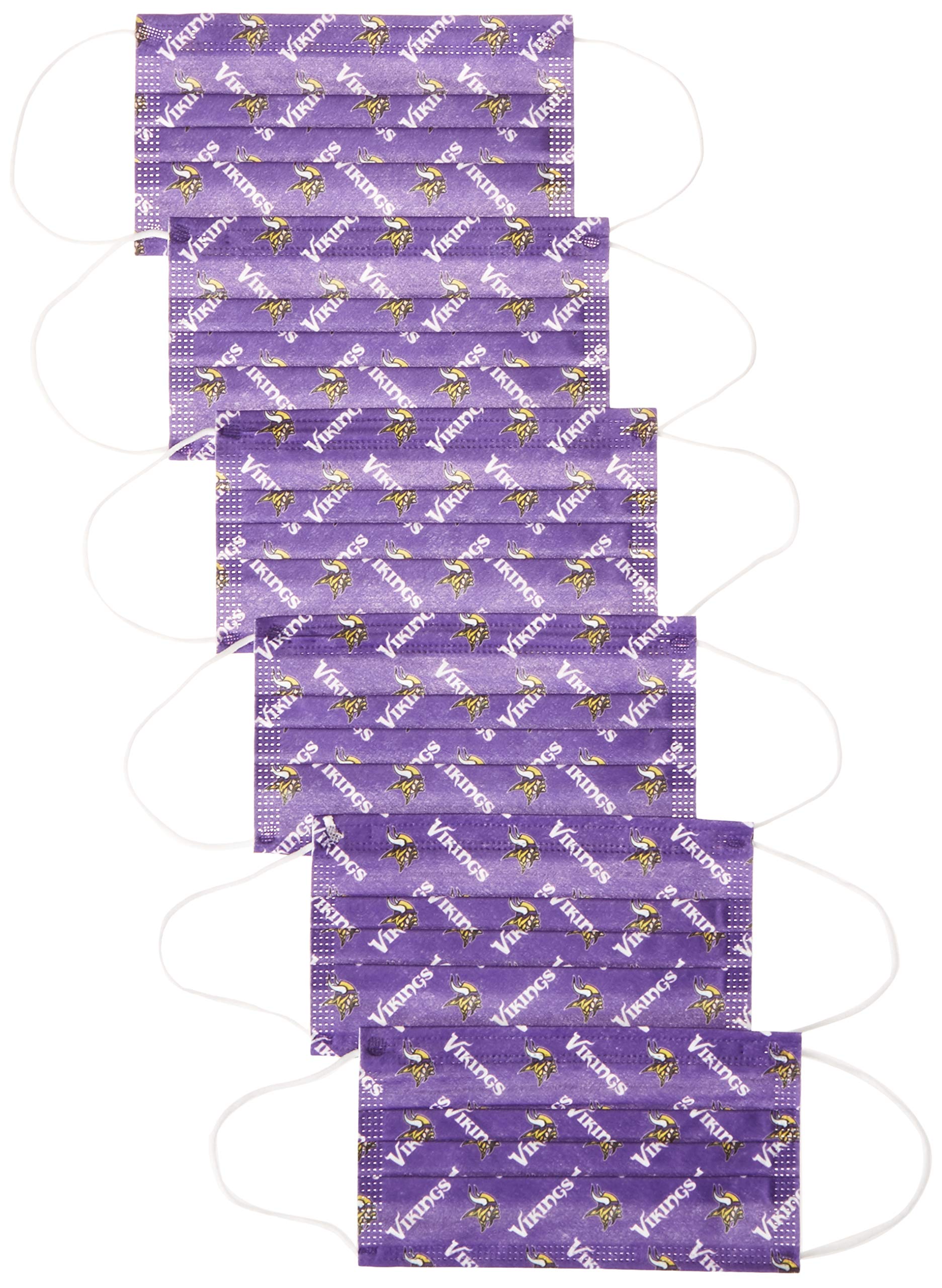 Logo Brands Officially Licensed NFL Disposable Mask 6 Pack, One Size, Team Color