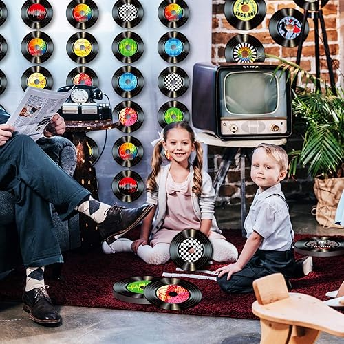 Miniatura 5 de Boao 35 discos de 7 pulgadas de los años 50, decoraciones de fiesta de música rock and roll, discos de vinilo de pared de los años 70 para