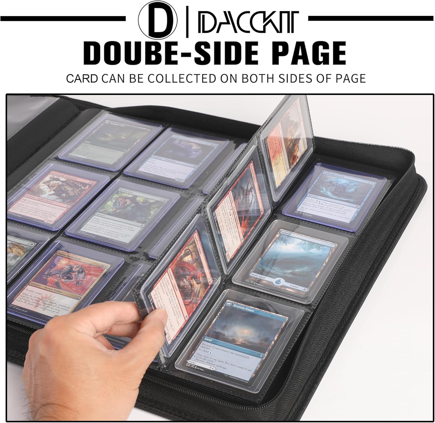 D DACCKIT Top Loader Binder 12 Pocket - Fits 480 Cards，12 Pocket Top Loader Binders for Cards with Sleeves Compatible with 3" X 4" Rigid Card Holders for Trading Cards or Sports Cards - Classic Red