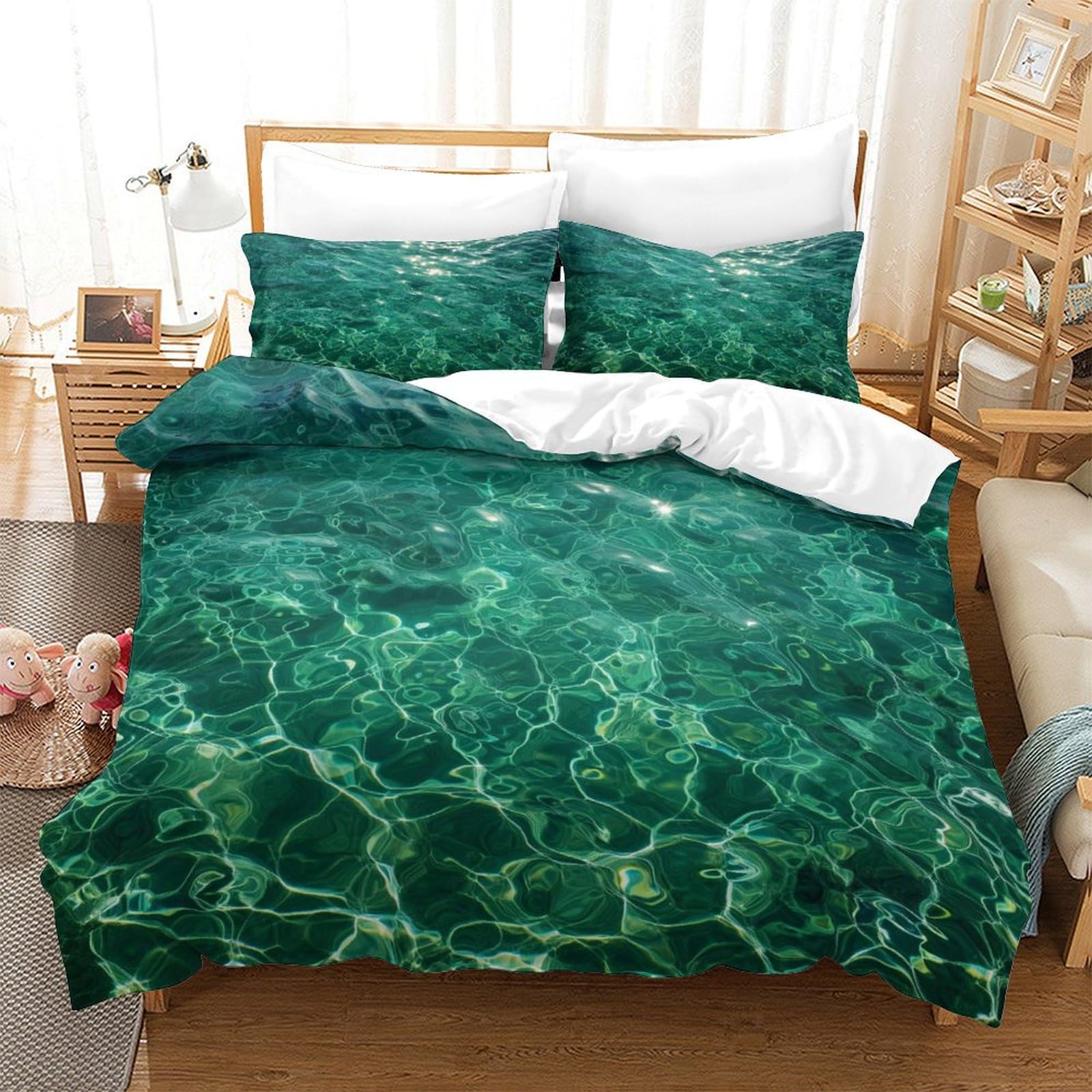 P1s9u7w5y Water Ripple-2 Ripple Water 3D Printed Duvet Cover Set 3Pcs Microfiber Lake Bedding Set King（220X240cm）