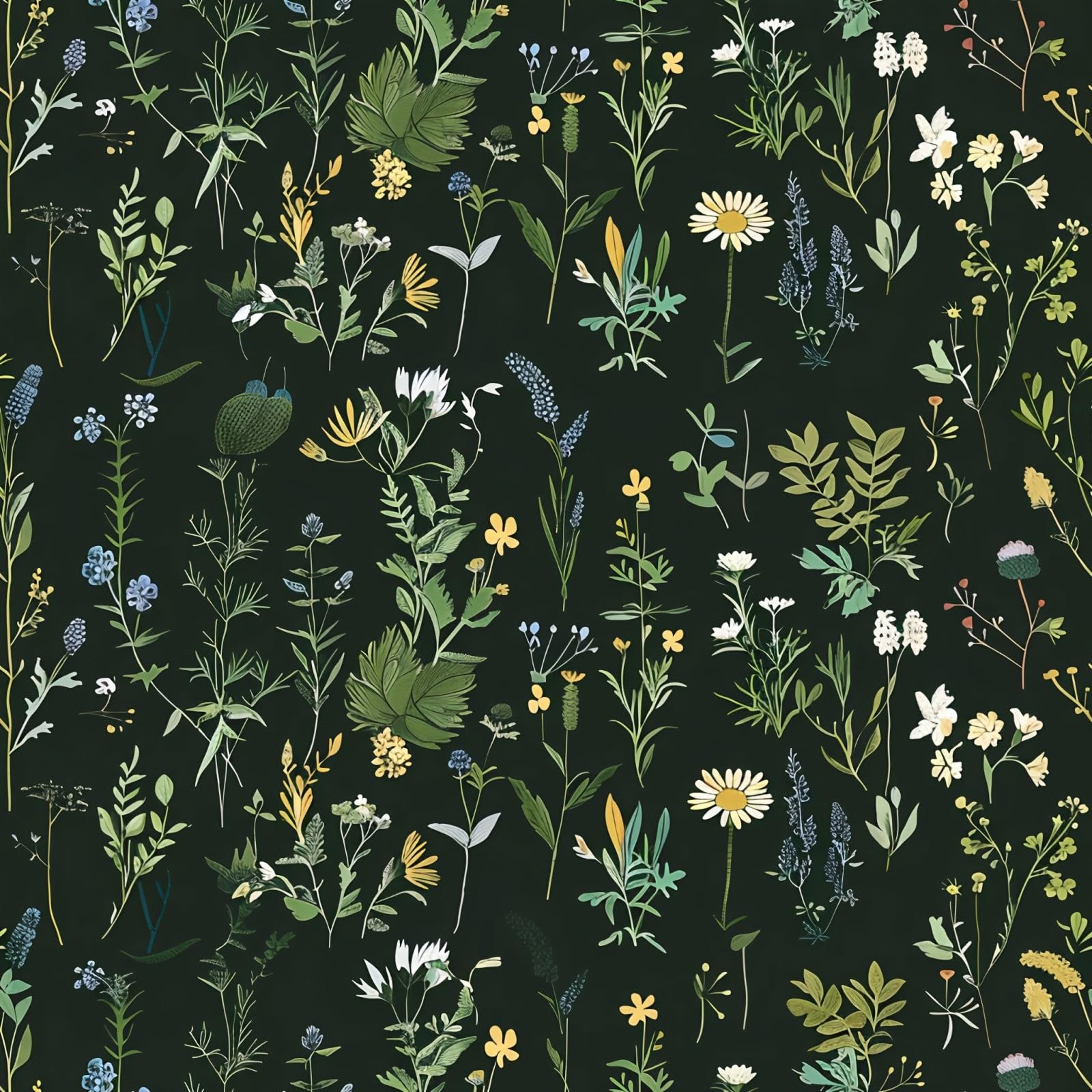 Green Floral Peel and Stick Wallpaper, 44cm x 300cm Vintage Vinyl Wallpaper