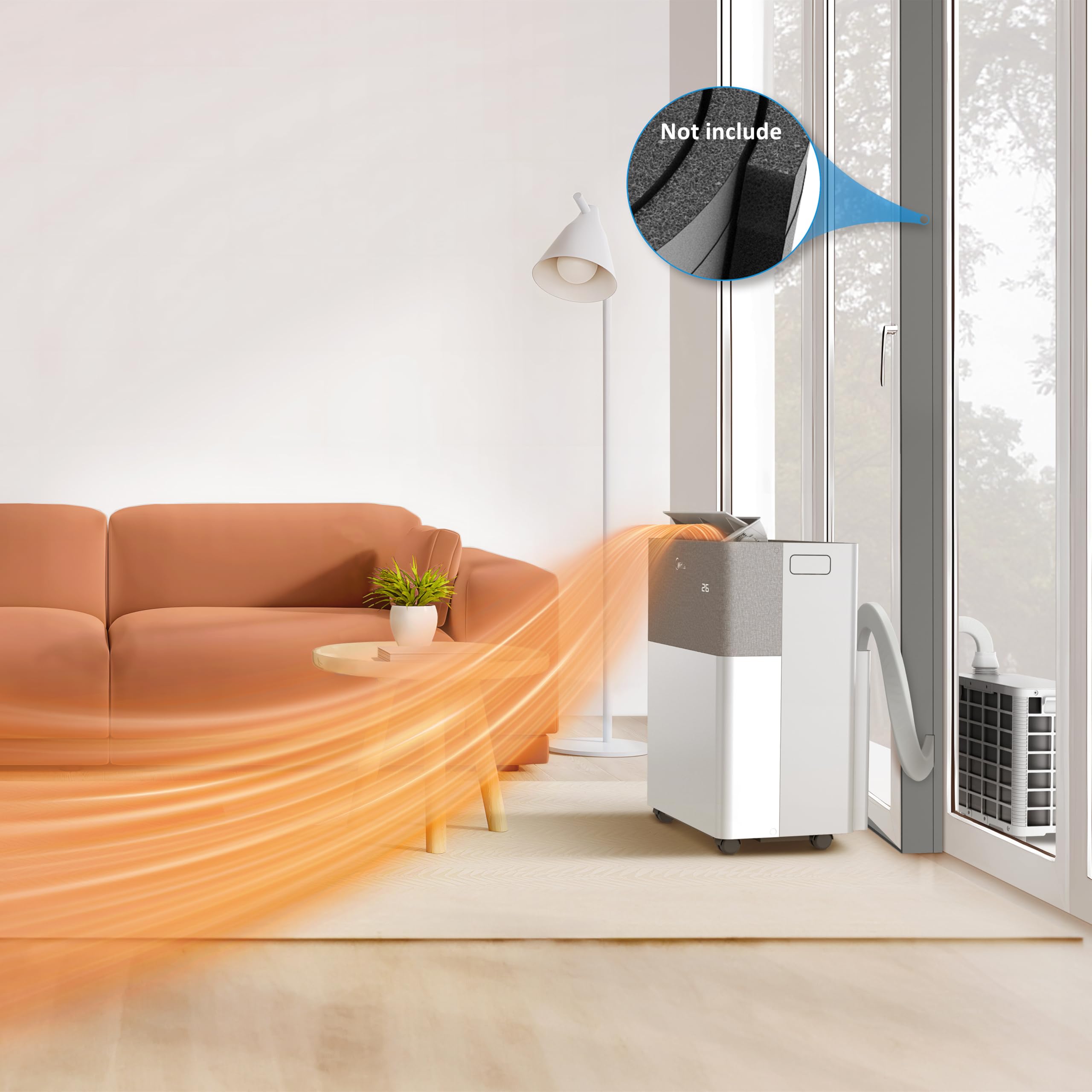 Midea Portasplit - Pompe à chaleur mobile - Refroidissement A++/chauffage A+, 12 000 BTU 3,5 kW - Pour pièces jusqu'à 42 m²/105 m³ - Seulement 39 dB(A) en mode silencieux