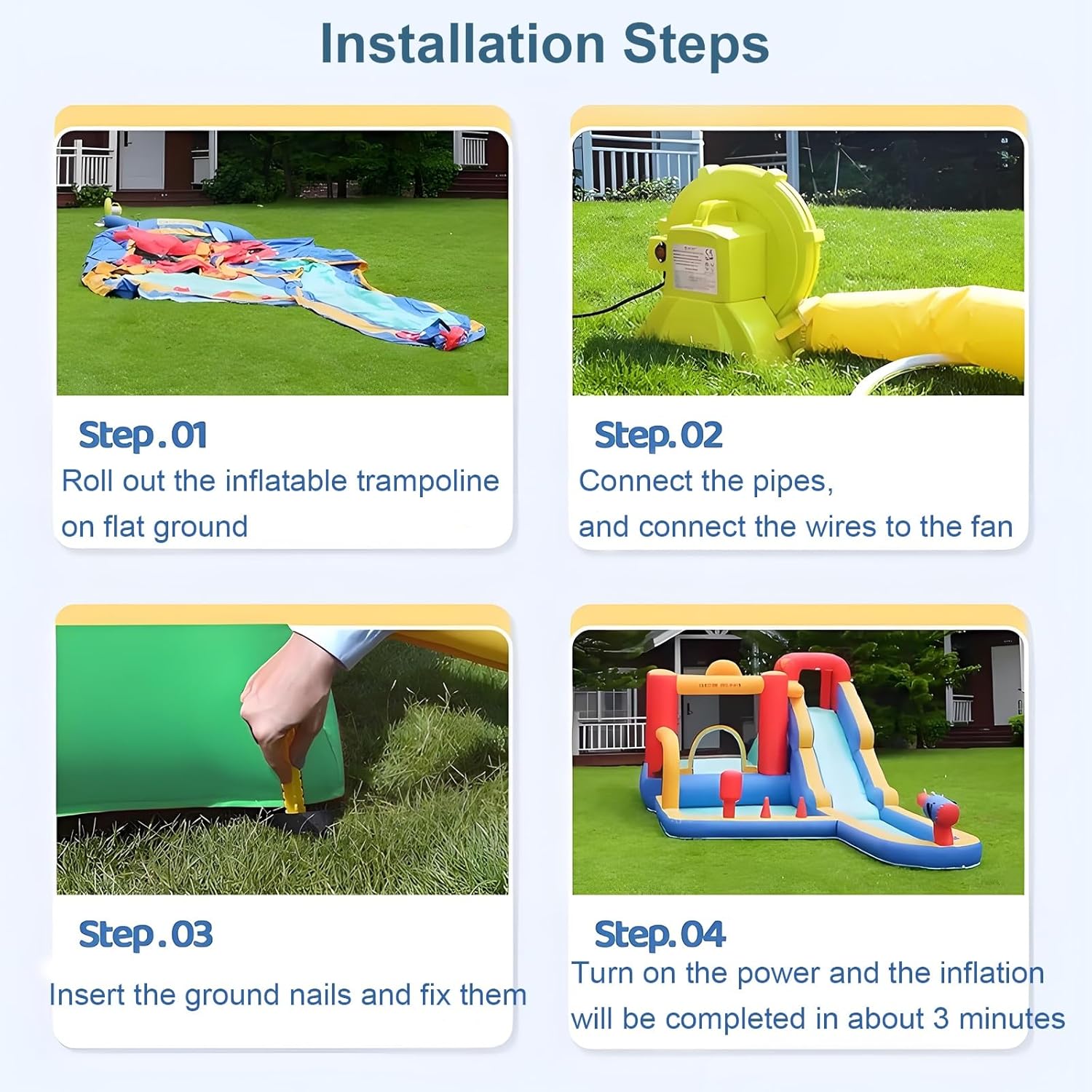Thickened Oxford Cloth Inflatable Pool Slide with Dual Slides Blower Easy Storage Perfect for Home Malls Outdoor Kindergarten Water Fun