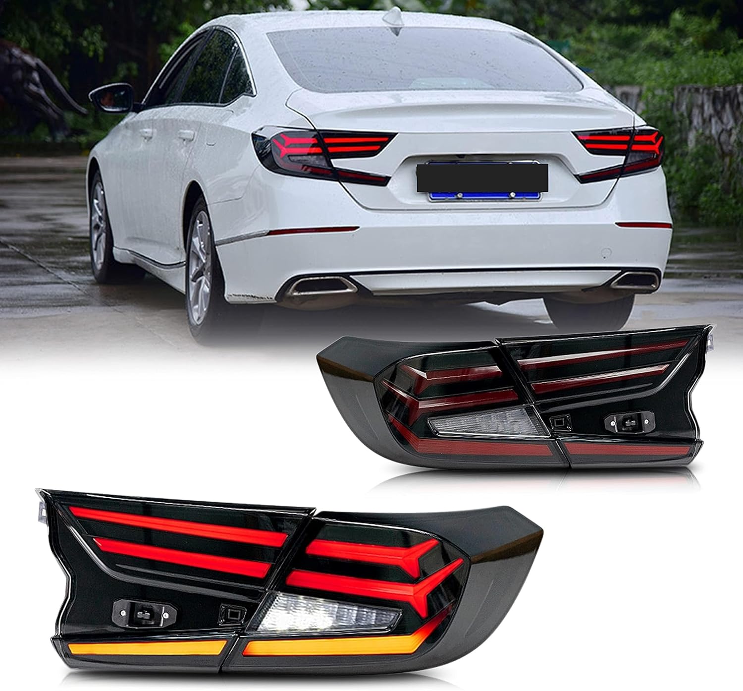 inginuity time LED Tail Lights For Honda Accord 10th Gen 2018 2019 2020 2021 2022 Animation DRL Sequential Indicator Rear Lamp Assembly (Black)