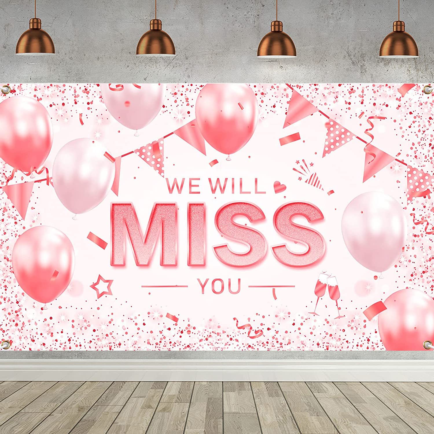 We Will Miss You Party Backdrop Rose Gold We Will Miss You Banner Going Away Party Sign Miss You Party Backdrop Retirement Photography Background for