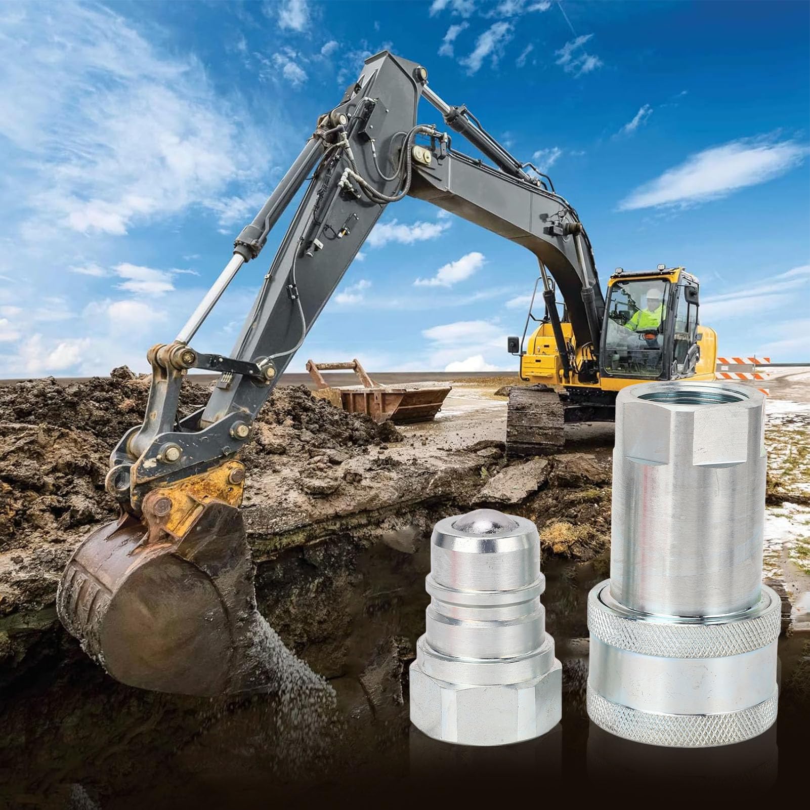 Acouto Hydraulische Schnellkupplung, 1 Zoll NPT, Gehärteter Stahl, 4000 PSI, 24 GPM, Hydraulische Schnellkupplung für ISO5675-Anwendungen in Logg, 1 Zoll NPT, Kupplung,
