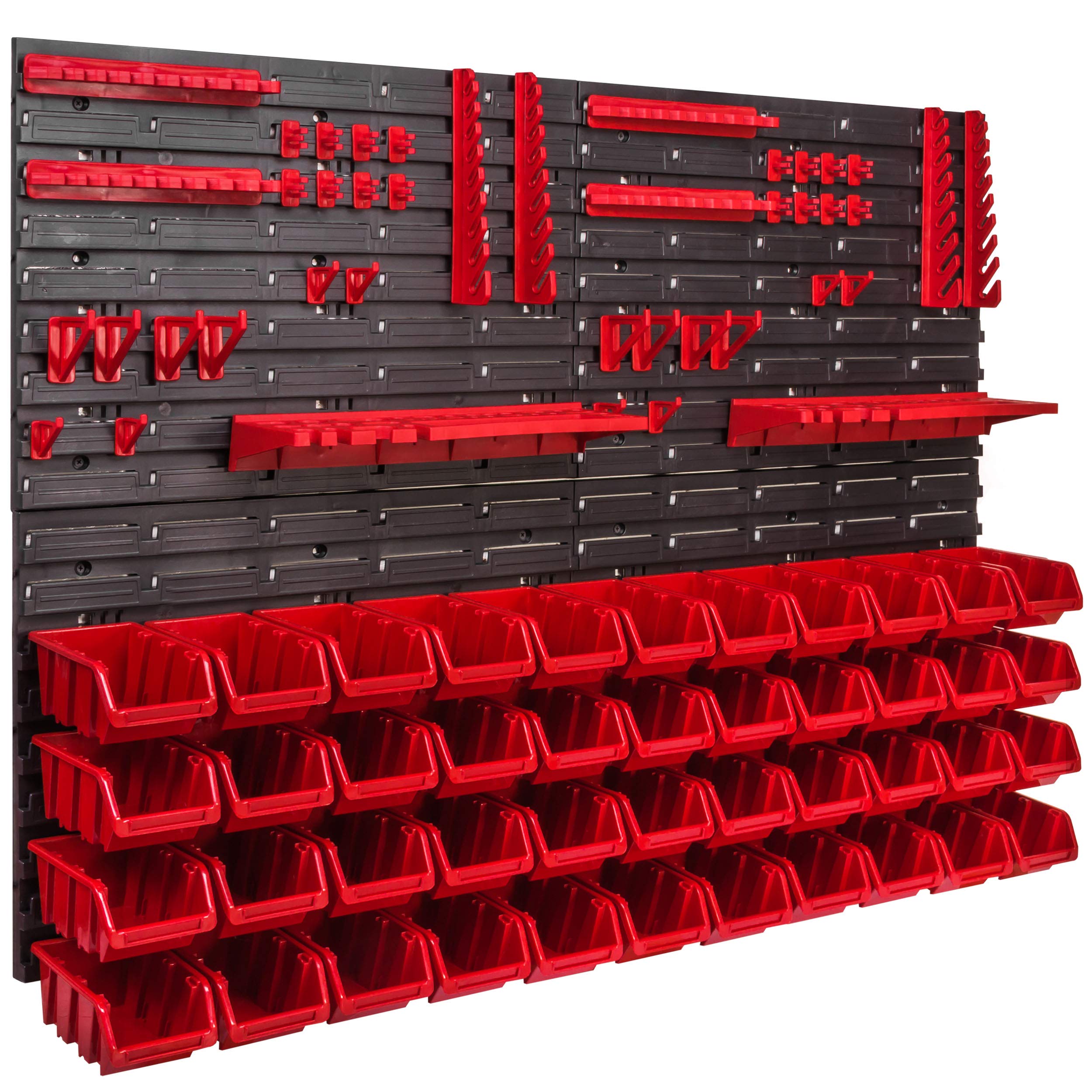 Opbergsysteem wandrek 1155 x 780 mm | 91 stuks box | stapelboxen opbergkast | extra sterke wandplaten | rek uitbreidbaar | werkplaatsrek magazijnrek werkplaatswandrek steekrek