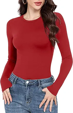 GAYHAY Long Sleeve Shirts for Women Basic Crop Tops Teens Crew Neck Tight Underscrub Clothes Workout Fall Trendy 2025