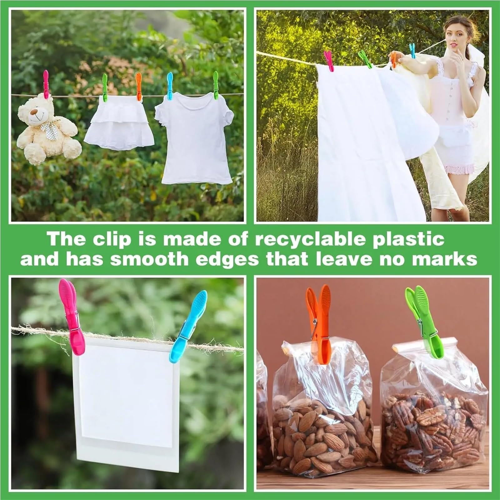 Wäscheklammer Non-Slip Clothes Pegs | Windproof Laundry Clothespins Socks Towel Hanging Peg Crafts Picture Plastic Clips Food Package Seal Clamp(Mixed color 72PCS)