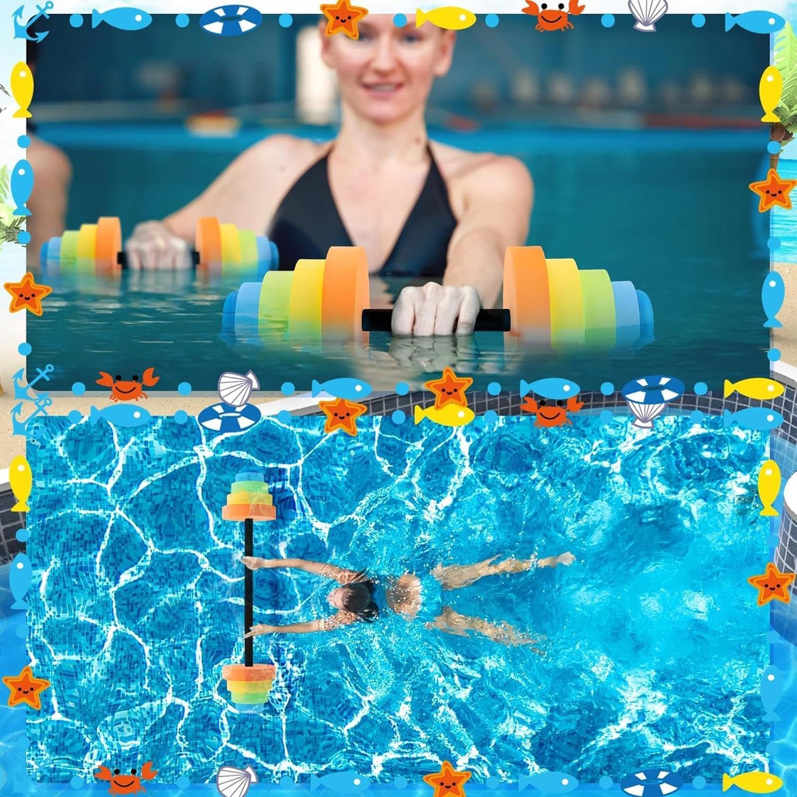 Wasserhanteln, Poolgewichte, Wassergewichte, Trainingsgeräte mit leichtem EVA-Schaum, nicht leicht zu verformen, tragbar für Aqua-Übungen