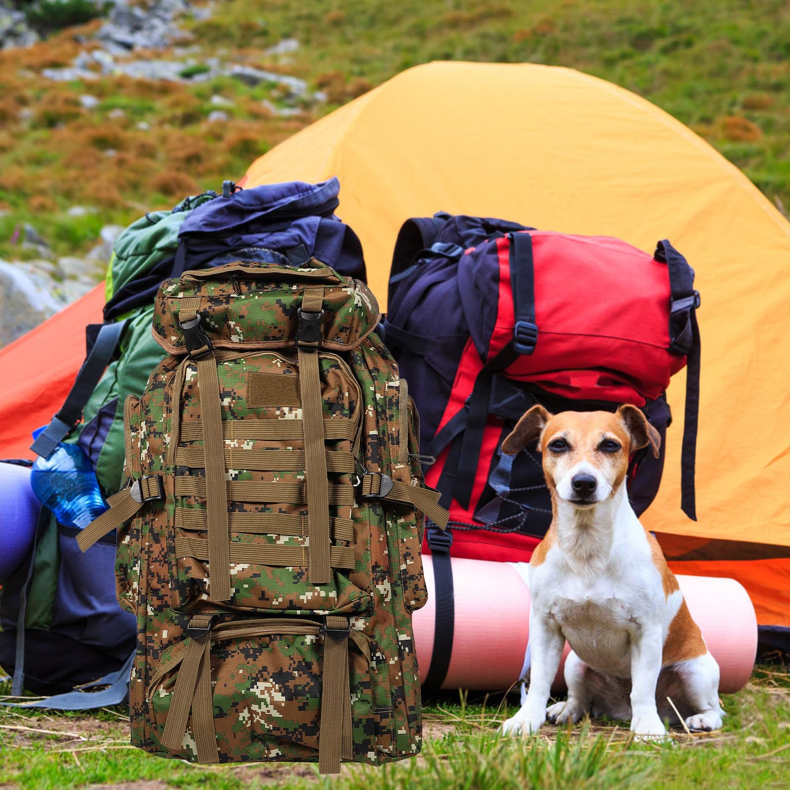 OUNONA 80l Oxford Stoff Outdoor Rucksack für Camping und Wandern Robuster und Organisierter Rucksack für Freizeit und Bergsteigen