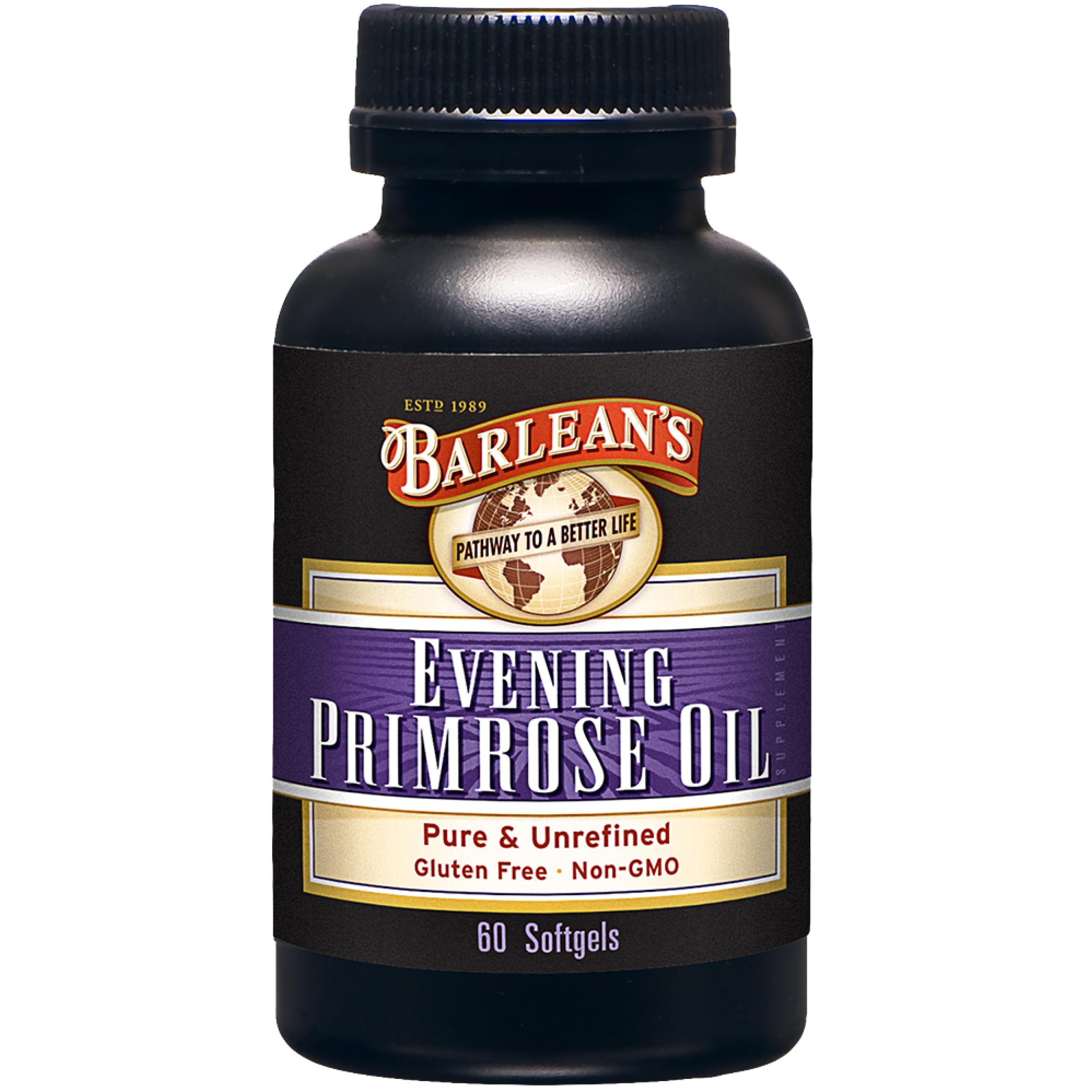 Barlean's Evening Primrose Oil Softgels with Gamma-Linolenic Acid (GLA) - Non-GMO, Gluten-Free - 60-Softgels