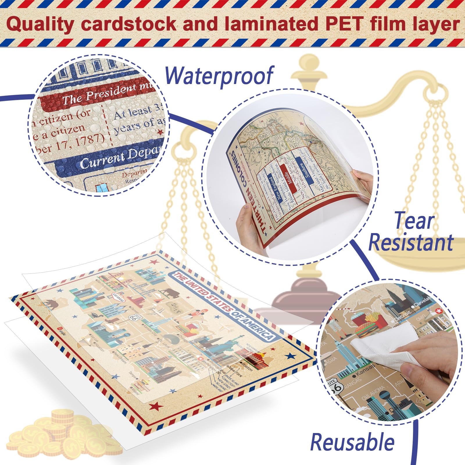 Wiooffen 15Pcs US Government Posters Us History Civics Poster Set Social Studies Bulletin Board Government Structure Educational Posters Classroom Decorations for Teachers Middle High School Decor - Image 3