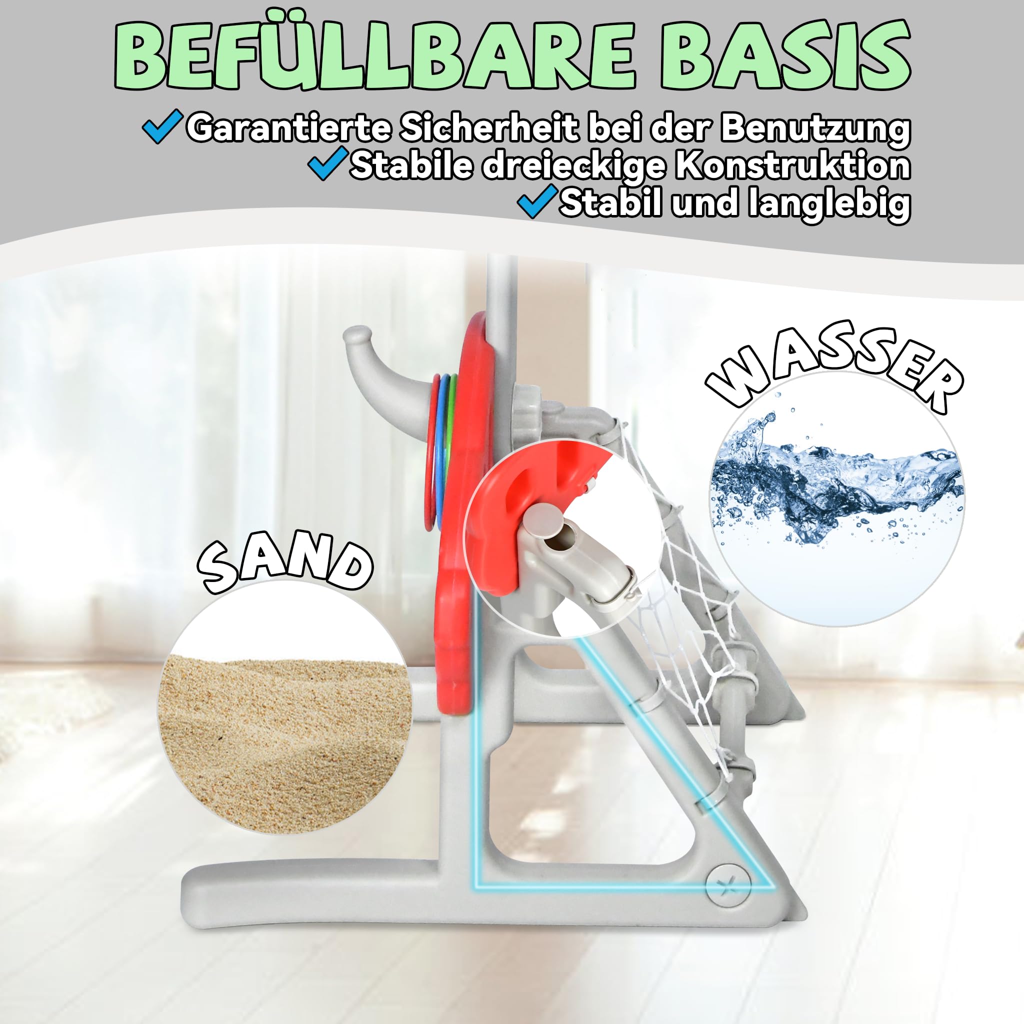 Ansobea 4-in-1 Kinder Basketballkorb Set - Höhenverstellbar 114-152cm Mit Fußballtor