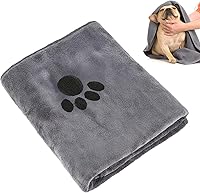 Opvixi Large Microfiber Dog Towel 40x24 Inch - Super Absorbent Soft Pet Drying Bath Grooming Towel for Dogs & Cats, Grey Paw Print