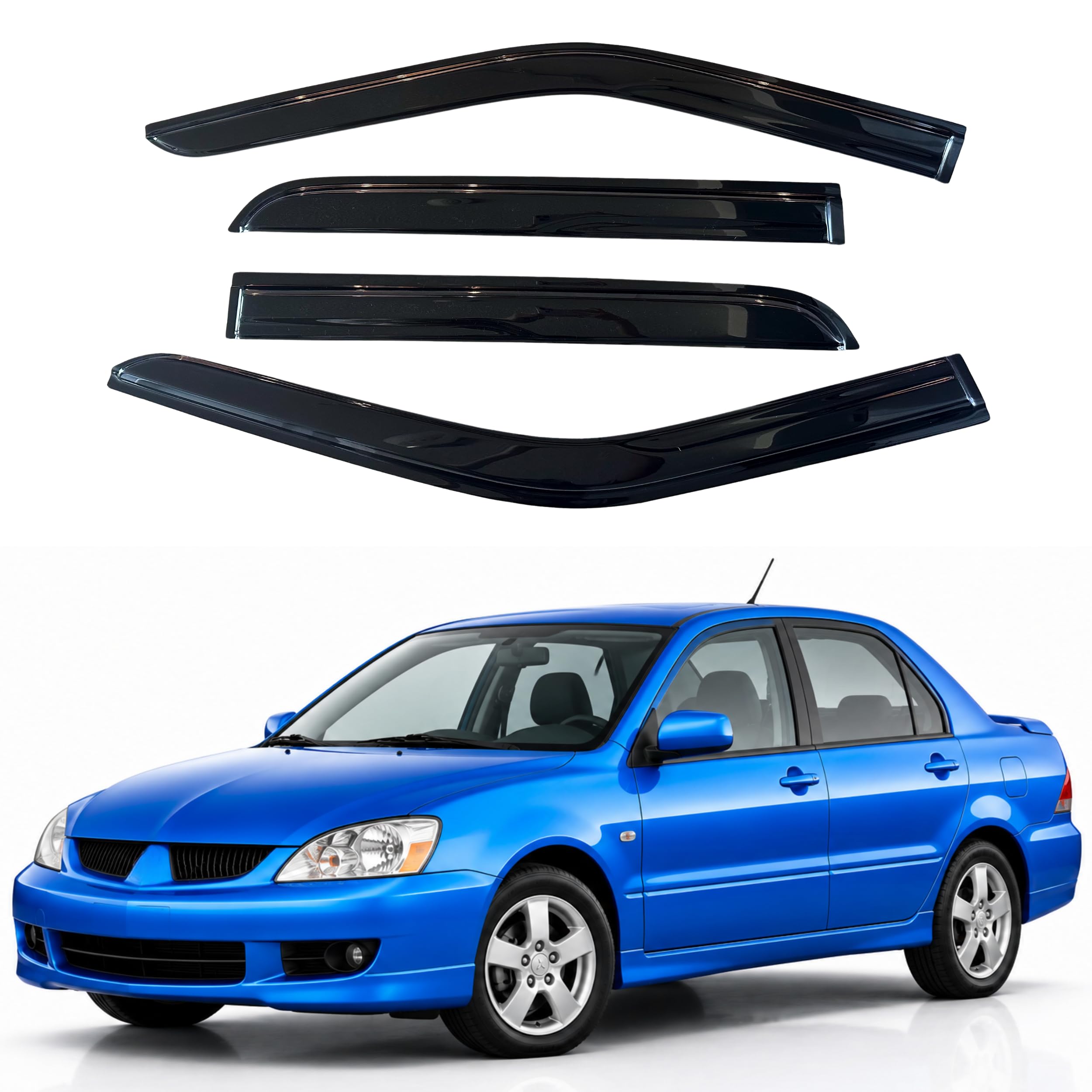 IG Window Visors Fit for 2002-2006 Mitsubishi Lancer Sedan, Out-Channel Rain Guards Vent Wind Deflectors 4PC, Car Accessories for 02-06 Lancer (Sedan Only)